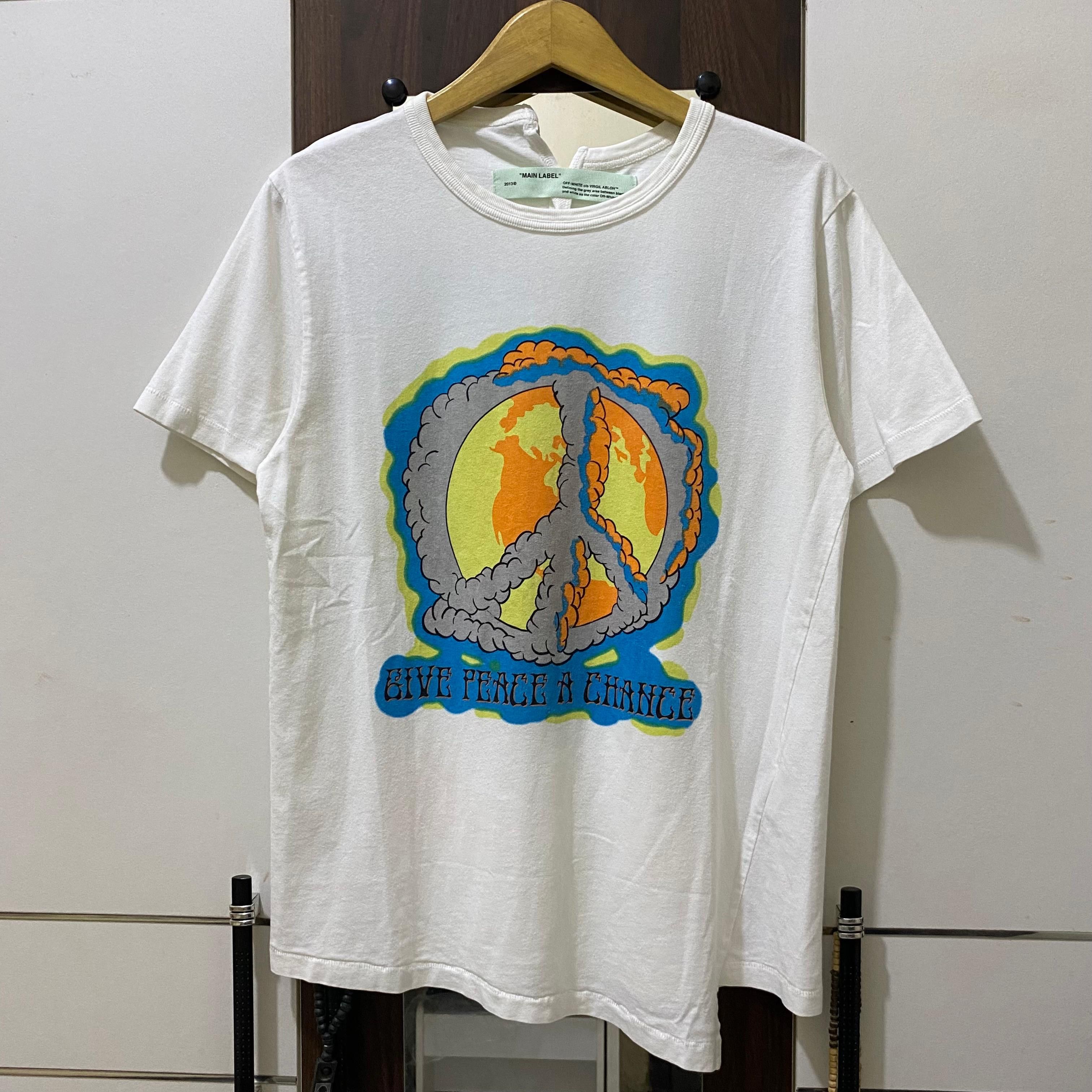 Off-White OFF WHITE "Give peace a chance tee" Size US M / EU 48-50 / 2 - 1 Thumbnail