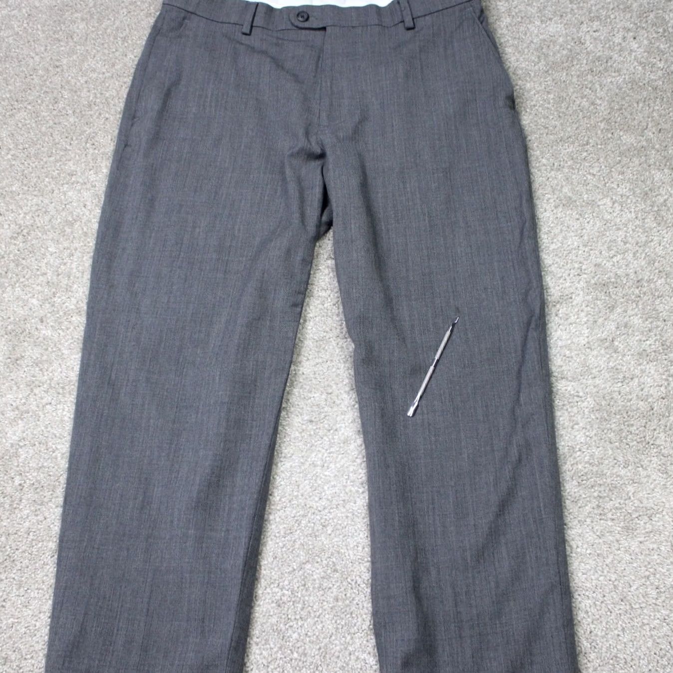 Joseph Abboud Joseph Abboud Pants Mens 34x28 Gray 100% Wool Flat Front Straight Leg Size US 34 / EU 50 - 5 Thumbnail