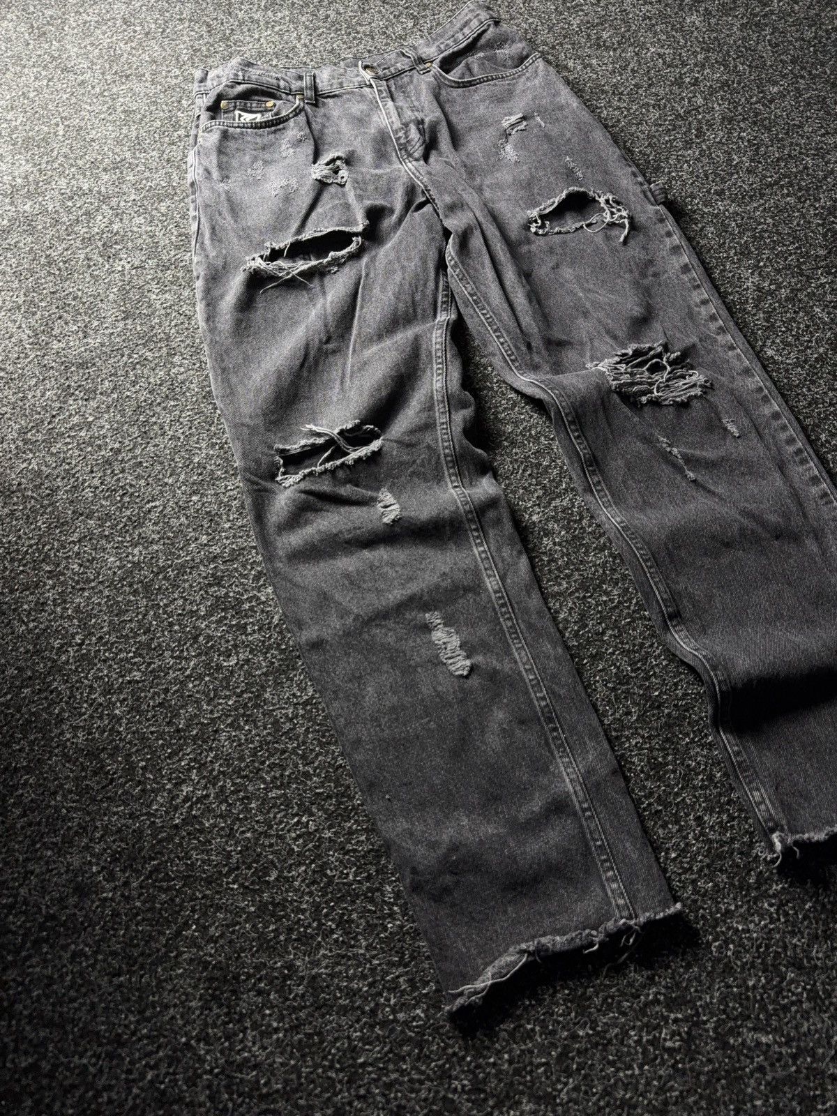 Karl Kani Vintage Karl Kani Carpenter SK8 00s Denim Jeans Black 90s Size US 31 - 3 Thumbnail