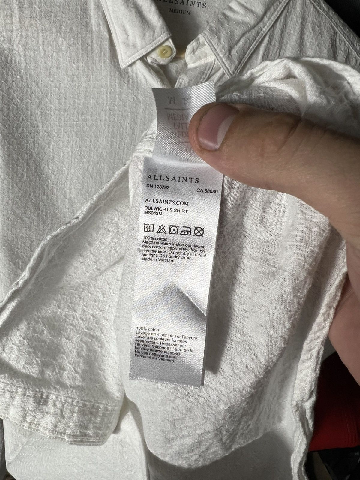 Allsaints 💎 Luxury ALLSAINT White shirt button up Size M Long sleeve Size US M / EU 48-50 / 2 - 7 Thumbnail