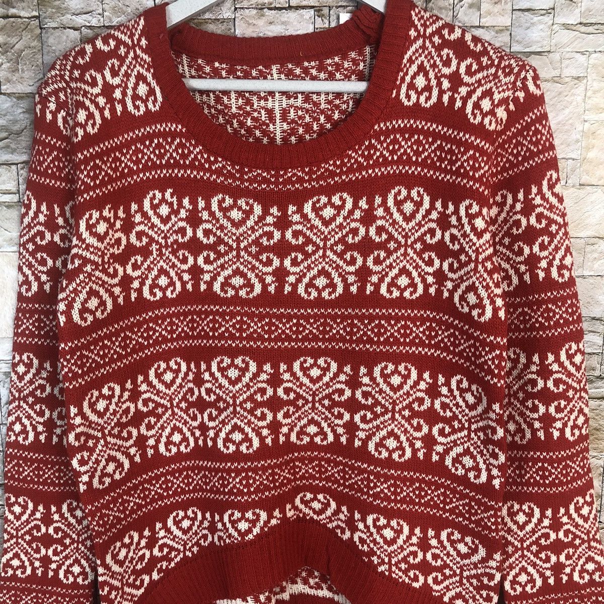 Homespun Knitwear × Japanese Brand Japanese Brand art vintage Red Knitwear #A19 Size XS / US 0-2 / IT 36-38 - 4 Thumbnail