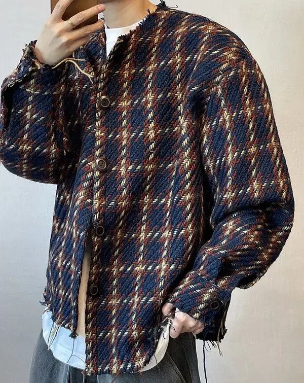 VIBE Vintage Street y2k Striped Plaid Loose Casual Jacket Coat Size US L / EU 52-54 / 3 - 1 Thumbnail