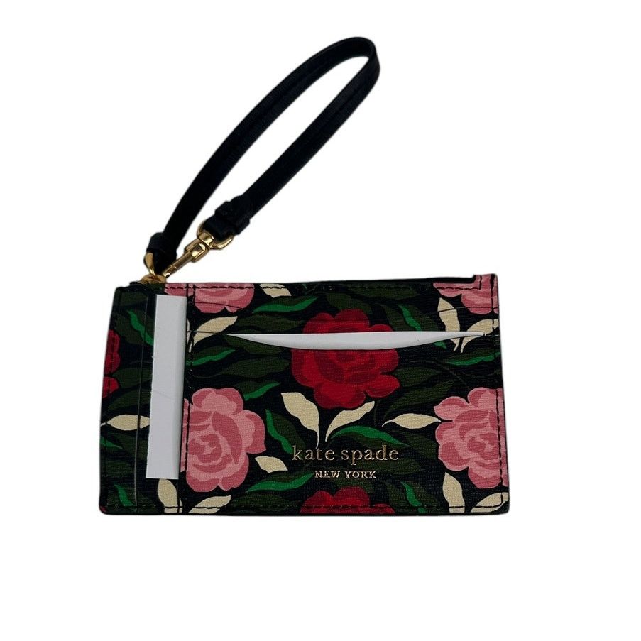 Kate Spade Kate Spade Morgan Rose Garden Coin Card Case Wristlet Black Size ONE SIZE - 7 Thumbnail