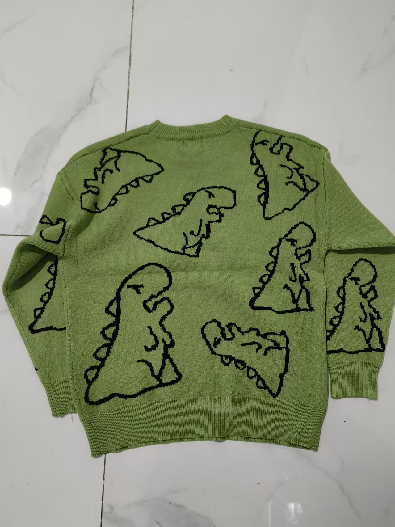 Japanese Brand Green street trend dinosaur print round neck sweater y2k Size US M / EU 48-50 / 2 - 5 Thumbnail