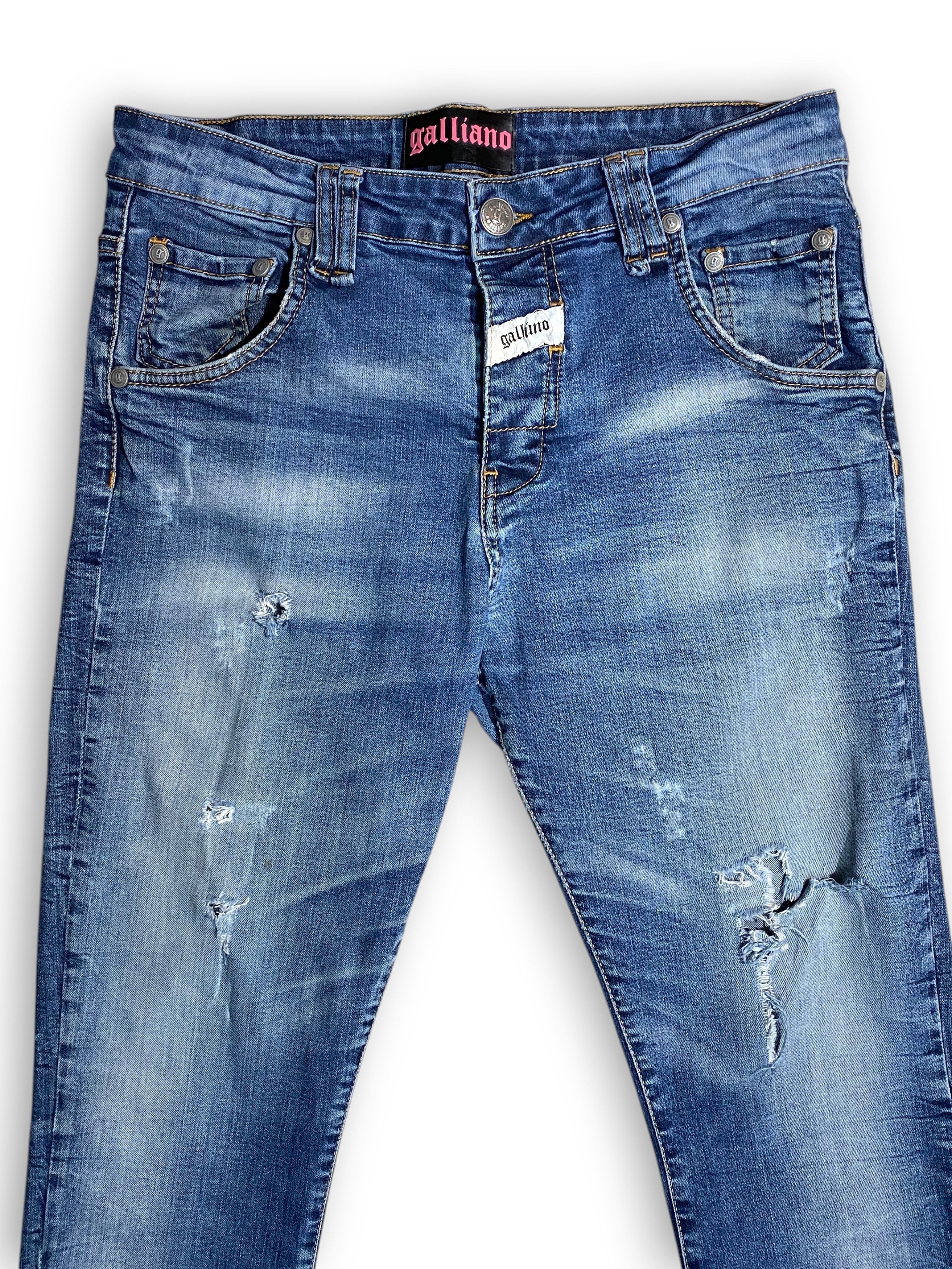 John Galliano Galliano Distressed Washed Ripped Gothic Slim Jeans Vintage Size US 34 / EU 50 - 3 Thumbnail