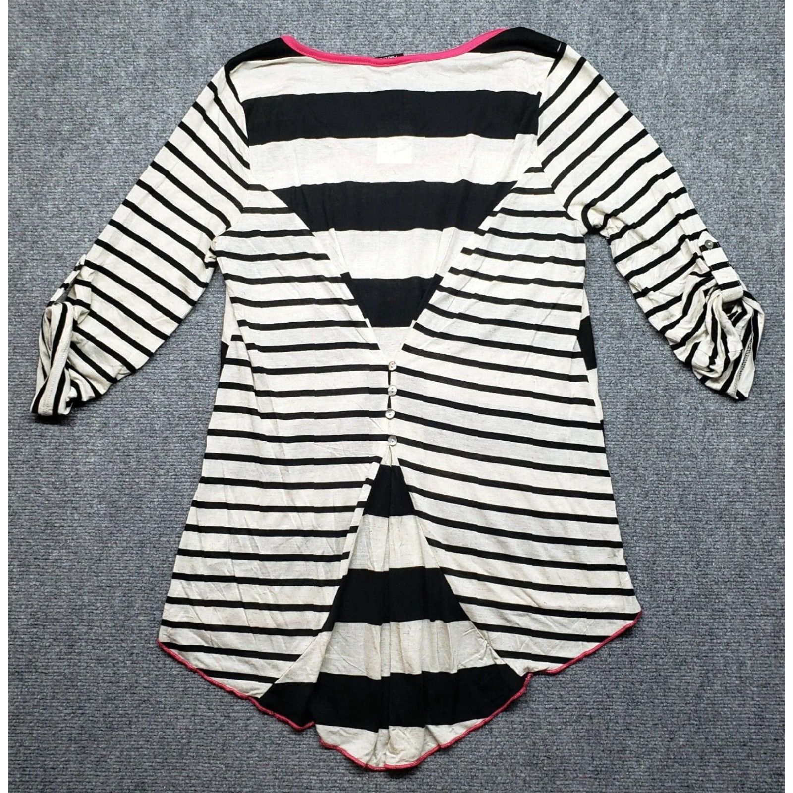 Vintage Rue21 Top Blouse Womens M Black White Stripe Round Neck 3/4 Sleeve Pullover New Size M / US 6-8 / IT 42-44 - 4 Thumbnail