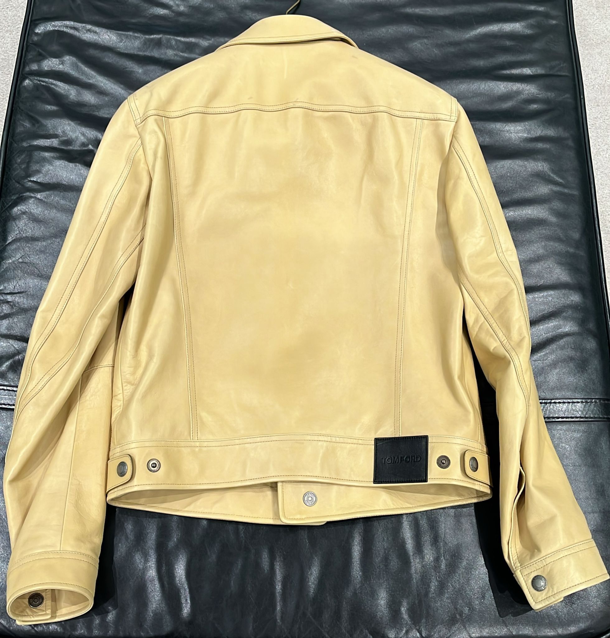 Tom Ford o1loc1c0725 TFL853 Leather Wear Jacket in Beige Size US M / EU 48-50 / 2 - 2 Thumbnail