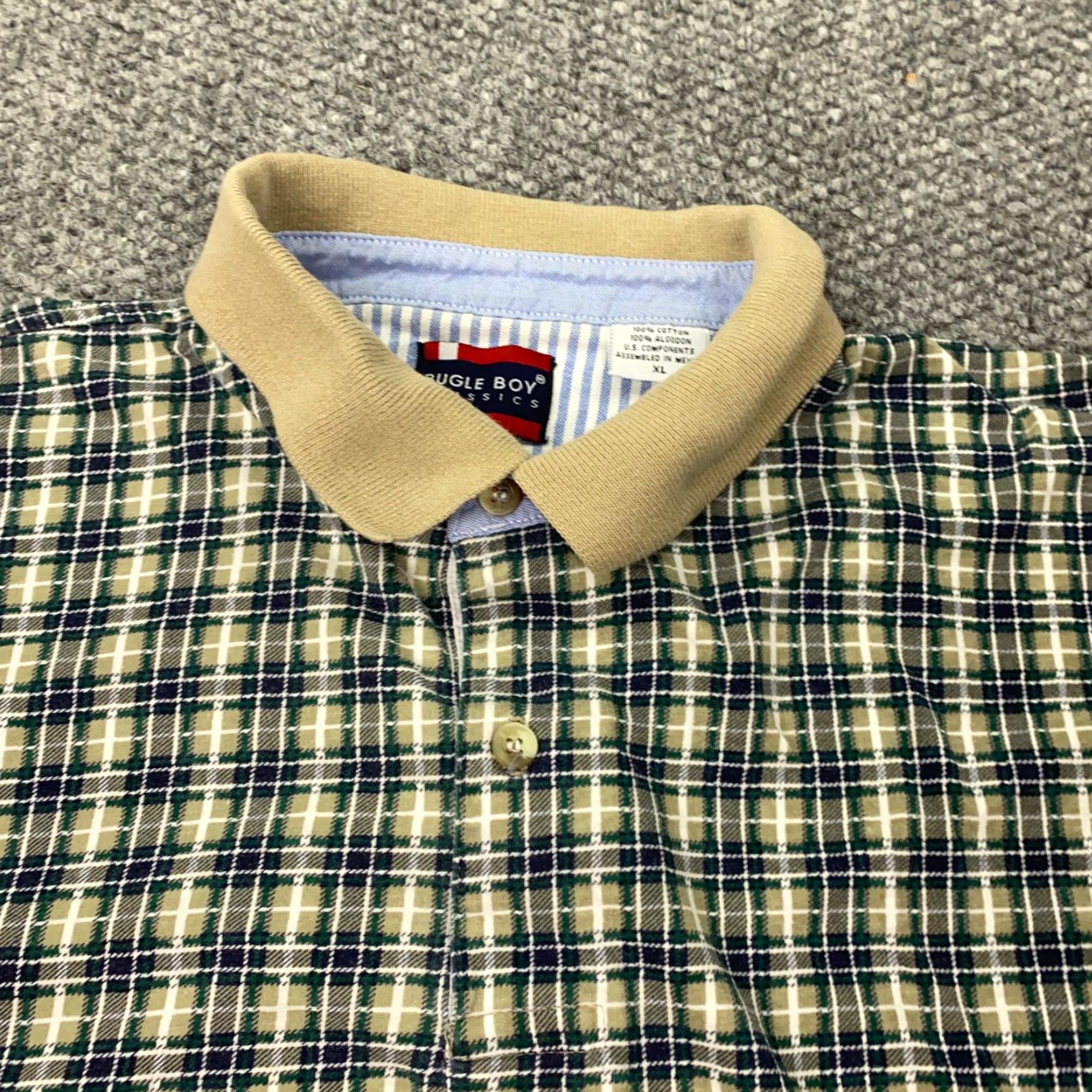 Bugle Boy VINTAGE Bugle Boy Polo Shirt Men XL Plaid Cotton Short Sleeve Crew/Collar Blue Polo Mens XL Plaid 90s? (adjust) Size US XL / EU 56 / 4 - 2 Thumbnail