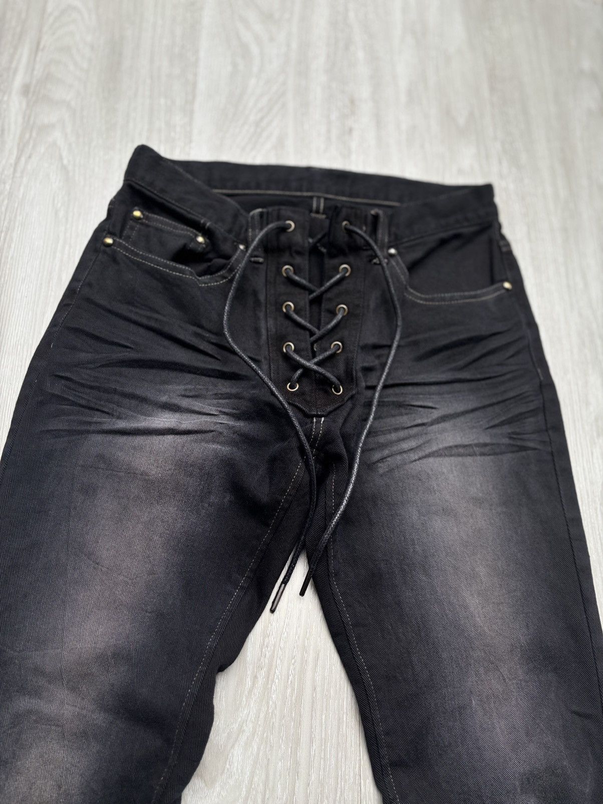 Japanese Brand CUSTOM CULTURE lace up flare jeans Size US 27 - 2 Thumbnail