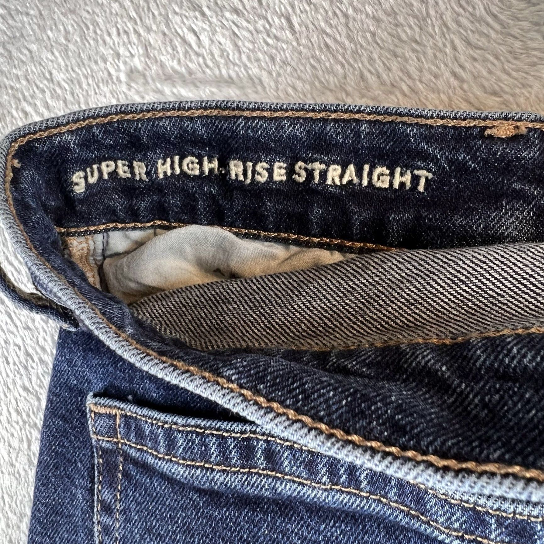 American Eagle Outfitters American Eagle Outfitters Jeans Womens 10 Short Blue Super High Rise Straight Stretch Denim Size 24" / US 00 / IT 34 - 4 Thumbnail