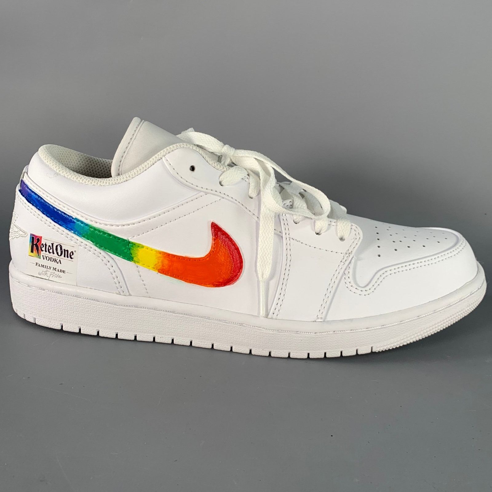 Nike Air Jordan 1 Low Multi Color Rainbow Swoosh Leather Sneakers Size US 11 / EU 44 - 2 Thumbnail