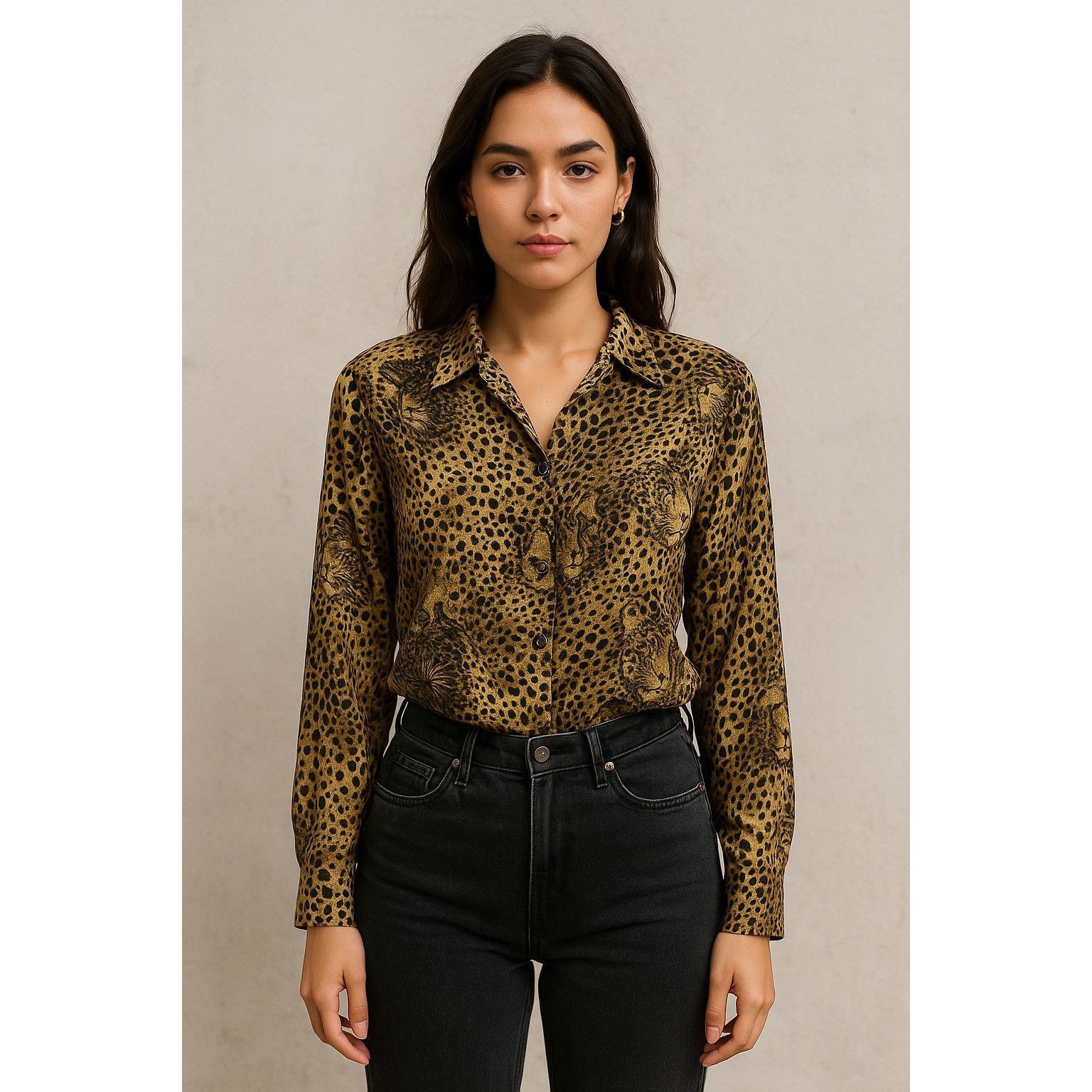 Other Vintage 90s Leopard Print Button Down Blouse Notations M Size L / US 10 / IT 46 - 1 Thumbnail