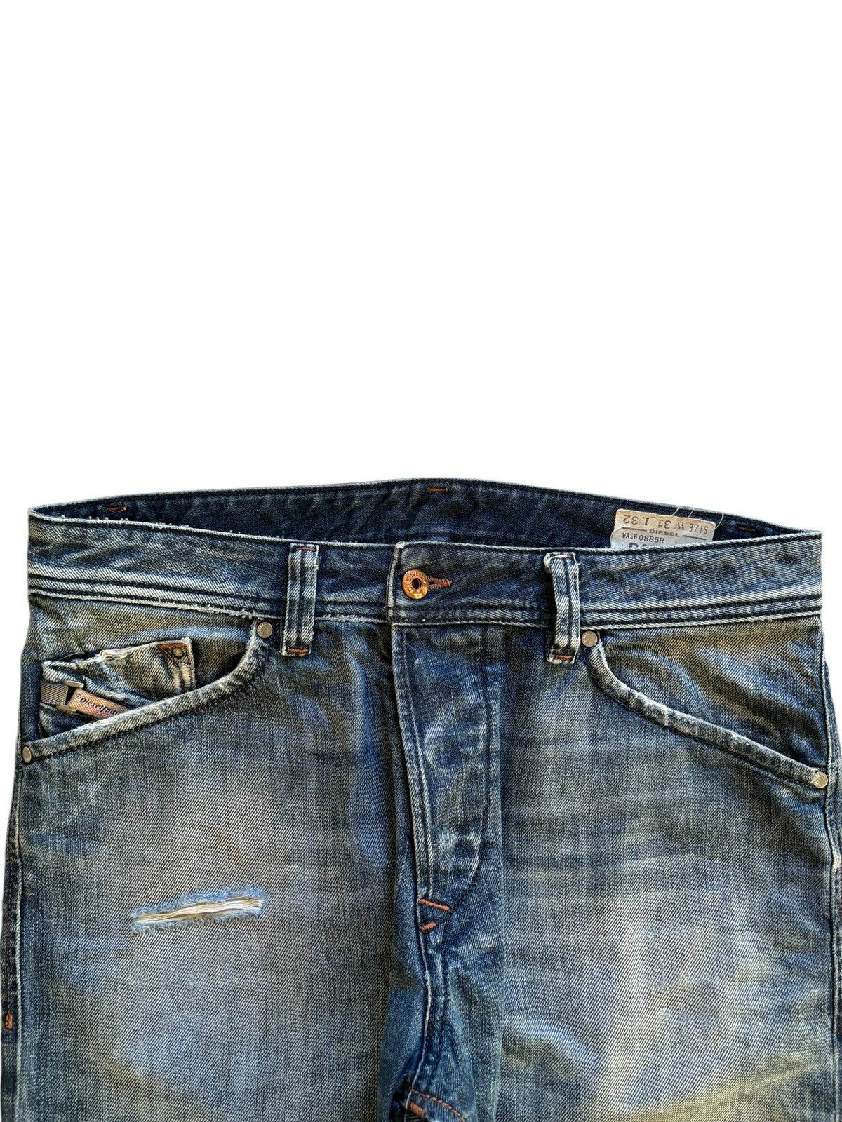 Diesel × Diesel Black Gold Vintage Diesel Faded Blue Wash Distressed Slim Jeans Size US 34 / EU 50 - 4 Thumbnail