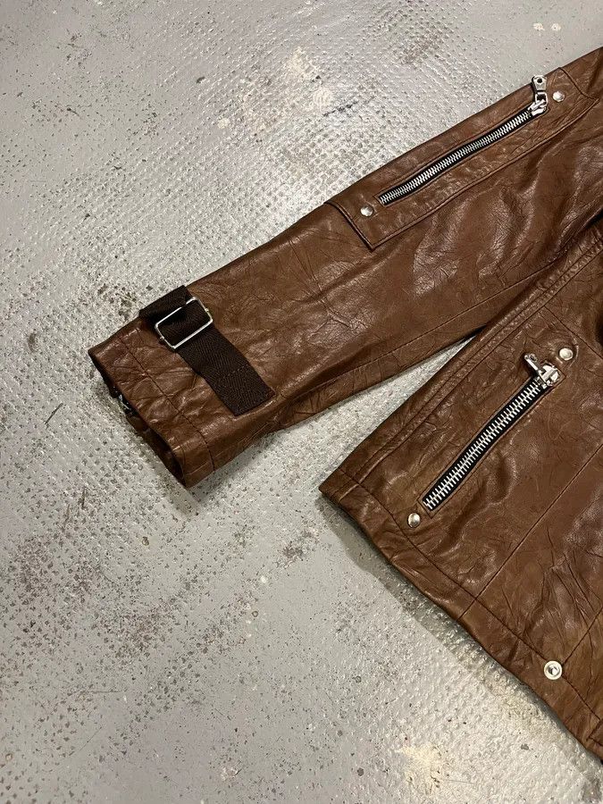 Dolce & Gabbana SS2004 Dolce & Gabbana Brown Multi-Zip Biker Leather Jacket Size US XS / EU 42 / 0 - 8 Thumbnail