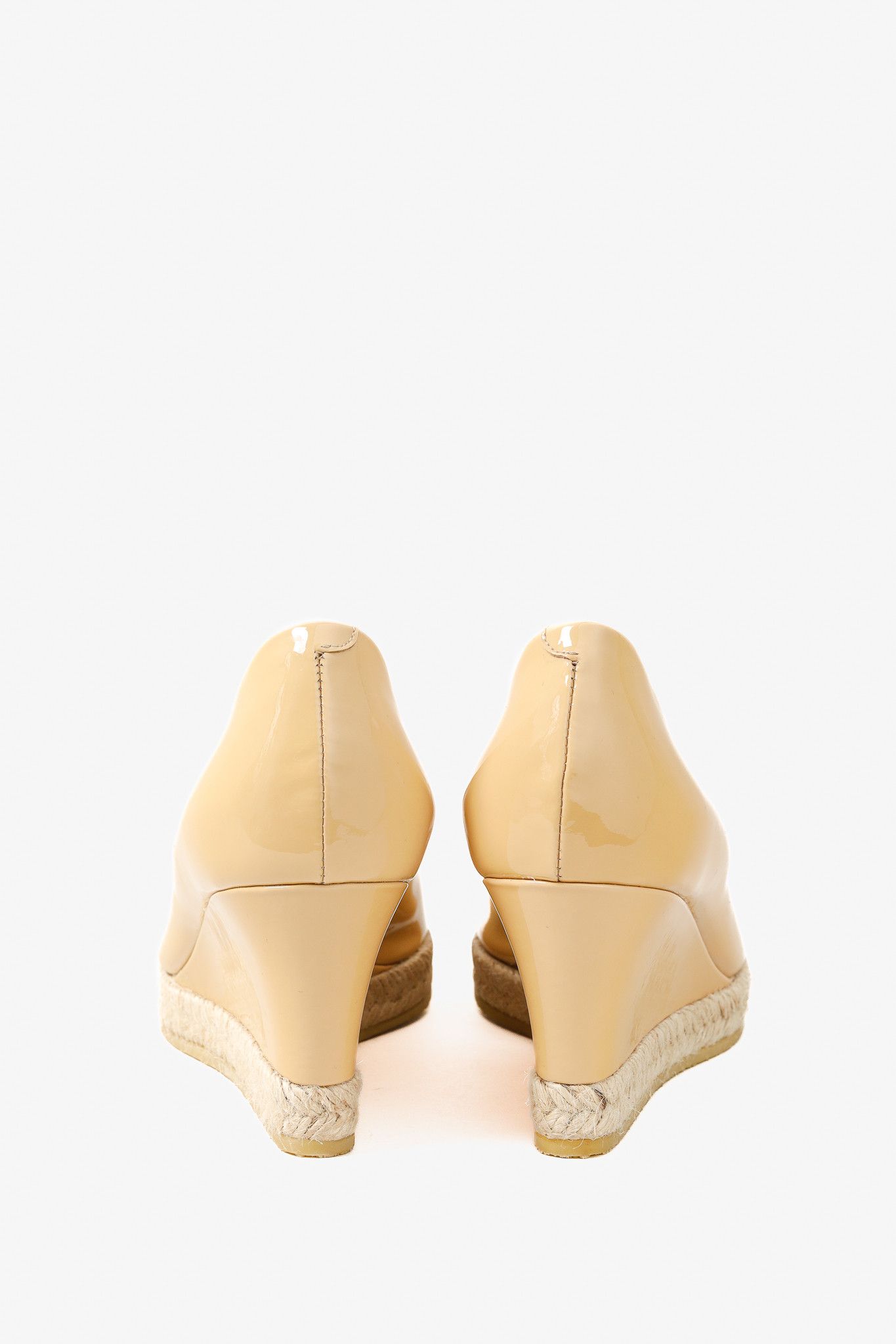 Gucci Gucci Silver Bit Peep-Toe Patent Leather Wedge Espadrille Size US 4.5 / IT 34.5 - 3 Thumbnail