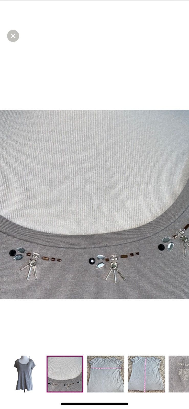 Ann Taylor Ann Taylor large beaded neck tee Size L / US 10 / IT 46 - 5 Thumbnail