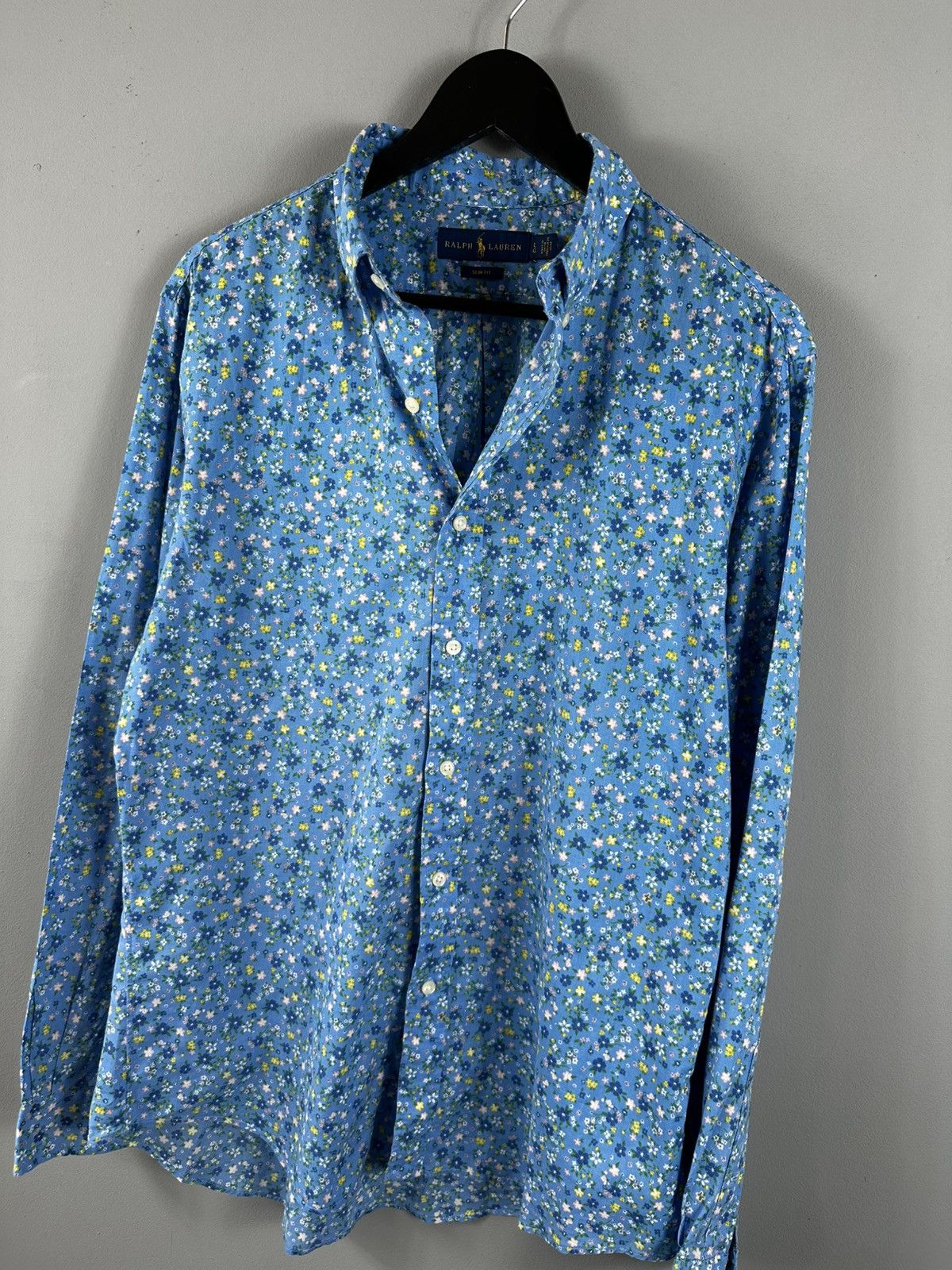 Designer POLO RALPH LAUREN Button Down Shirt Men Large Poplin Floral Size US L / EU 52-54 / 3 - 5 Thumbnail