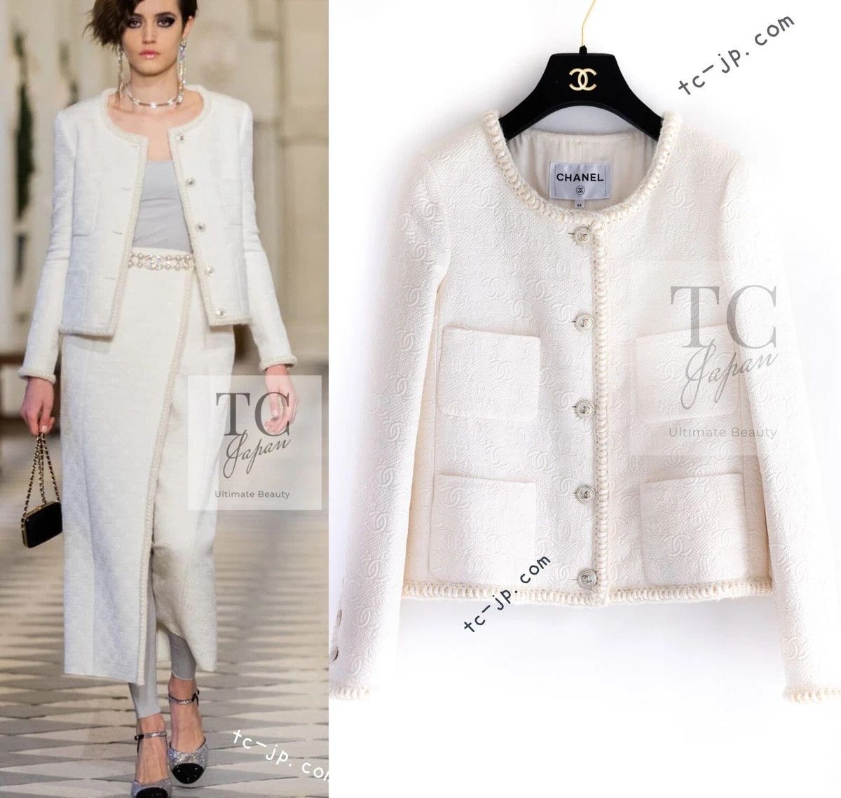 Chanel CHANEL 21PF 2021 White Ivory CC Logo Metiers D’art Jacket 36 Size S / US 4 / IT 40 - 1 Thumbnail