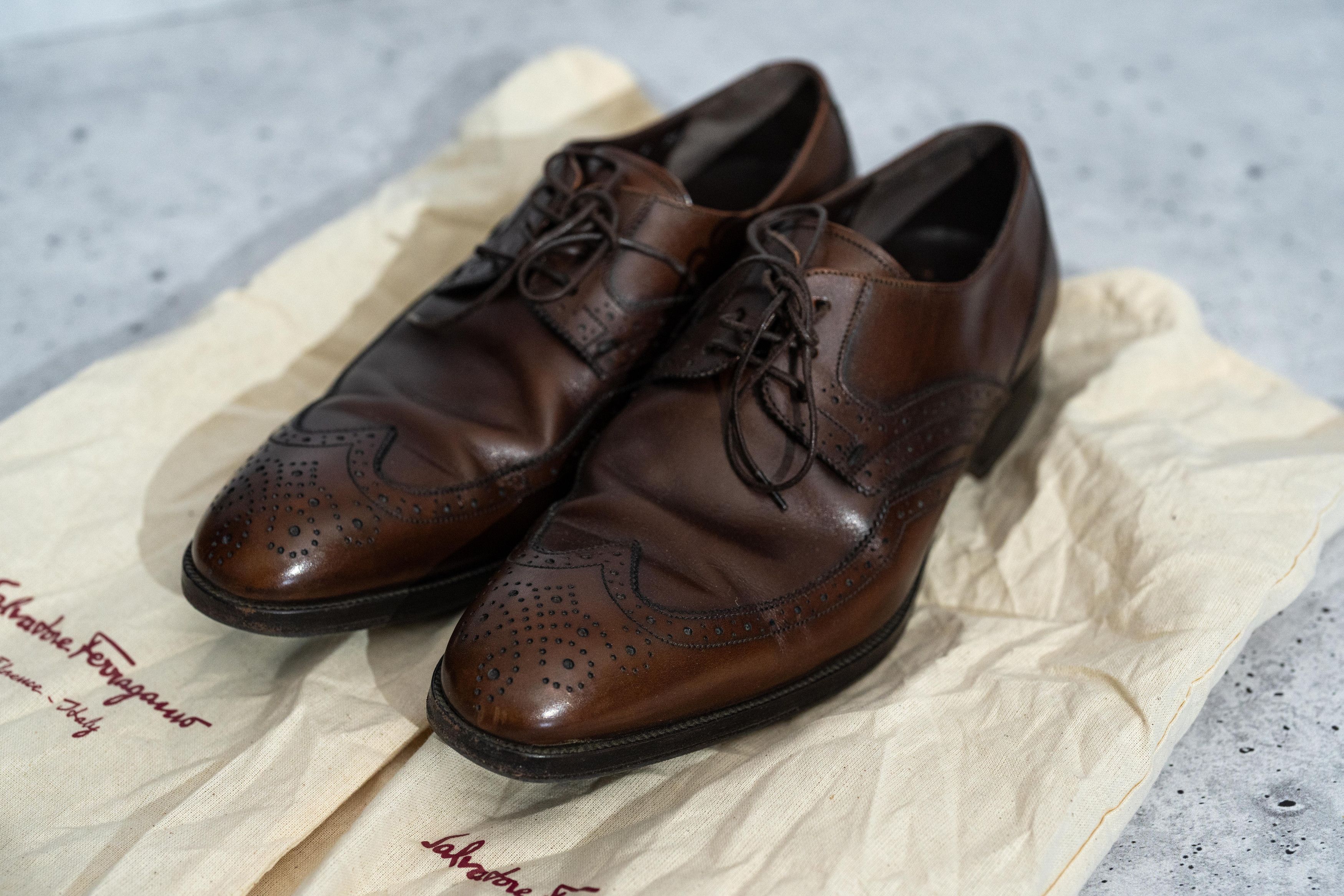Salvatore Ferragamo Ferragamo Dark Brown Wingtip Dress Shoes Size US 6 / EU 39 - 1 Thumbnail