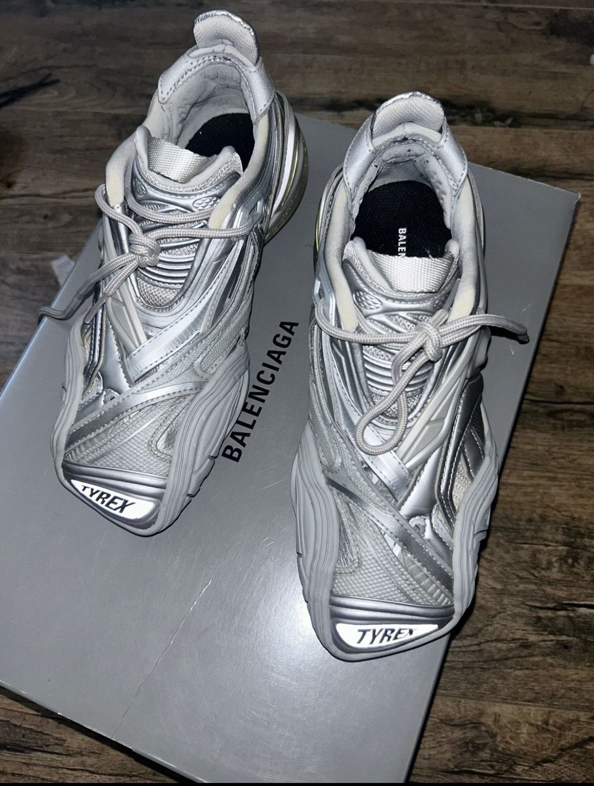 image of Balenciaga Tyrex Sneaker in Silver, Women's (Size 4)