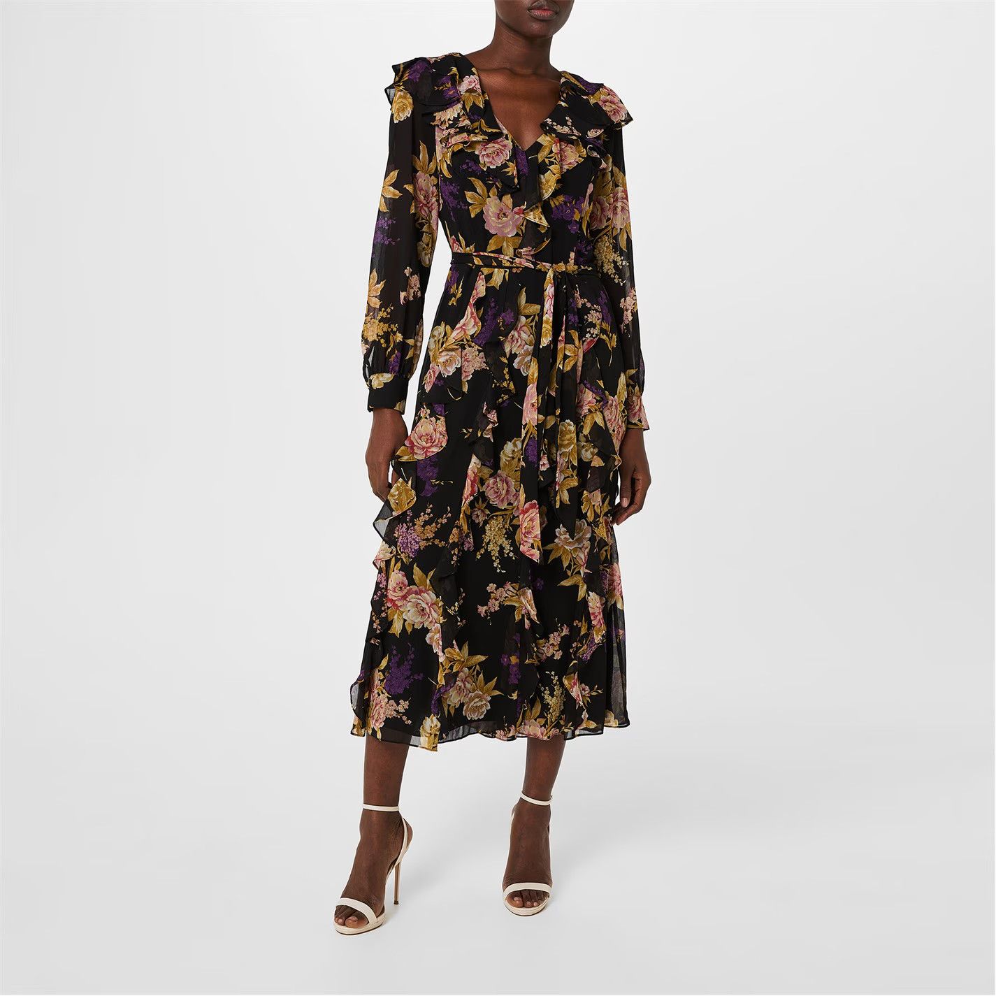 Polo Ralph Lauren o1g2r1mq0825 Floral Ruffle-Trim Georgette Dress Multicolor Size XS / US 0-2 / IT 36-38 - 2 Thumbnail