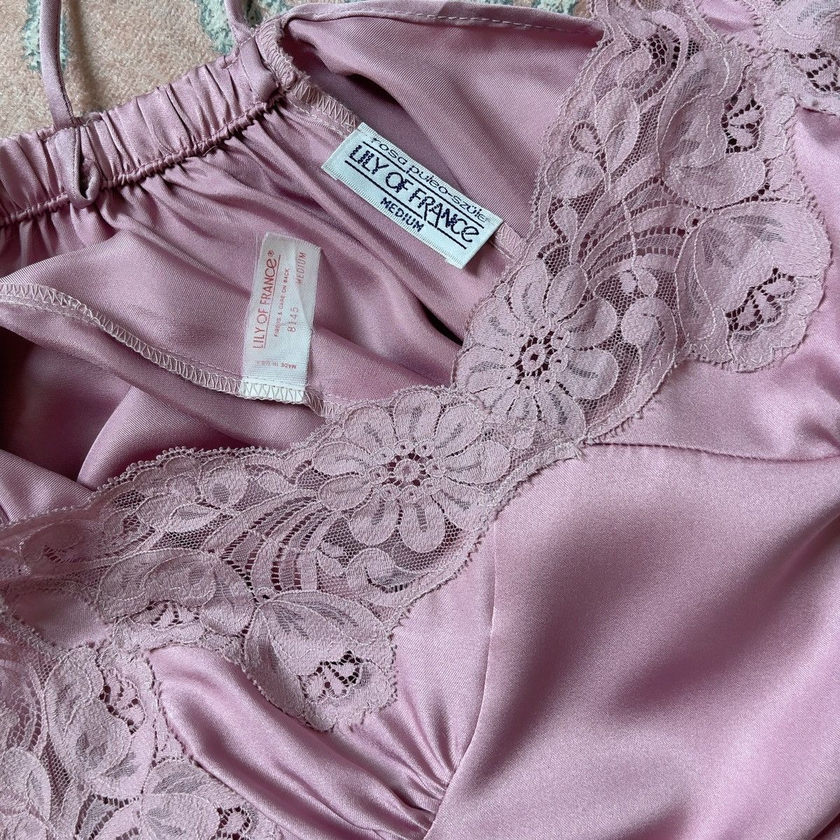 Vintage Lily of France 1990s Dusty Rose Satin Slip Gown (S–M) Size M / US 6-8 / IT 42-44 - 15 Thumbnail