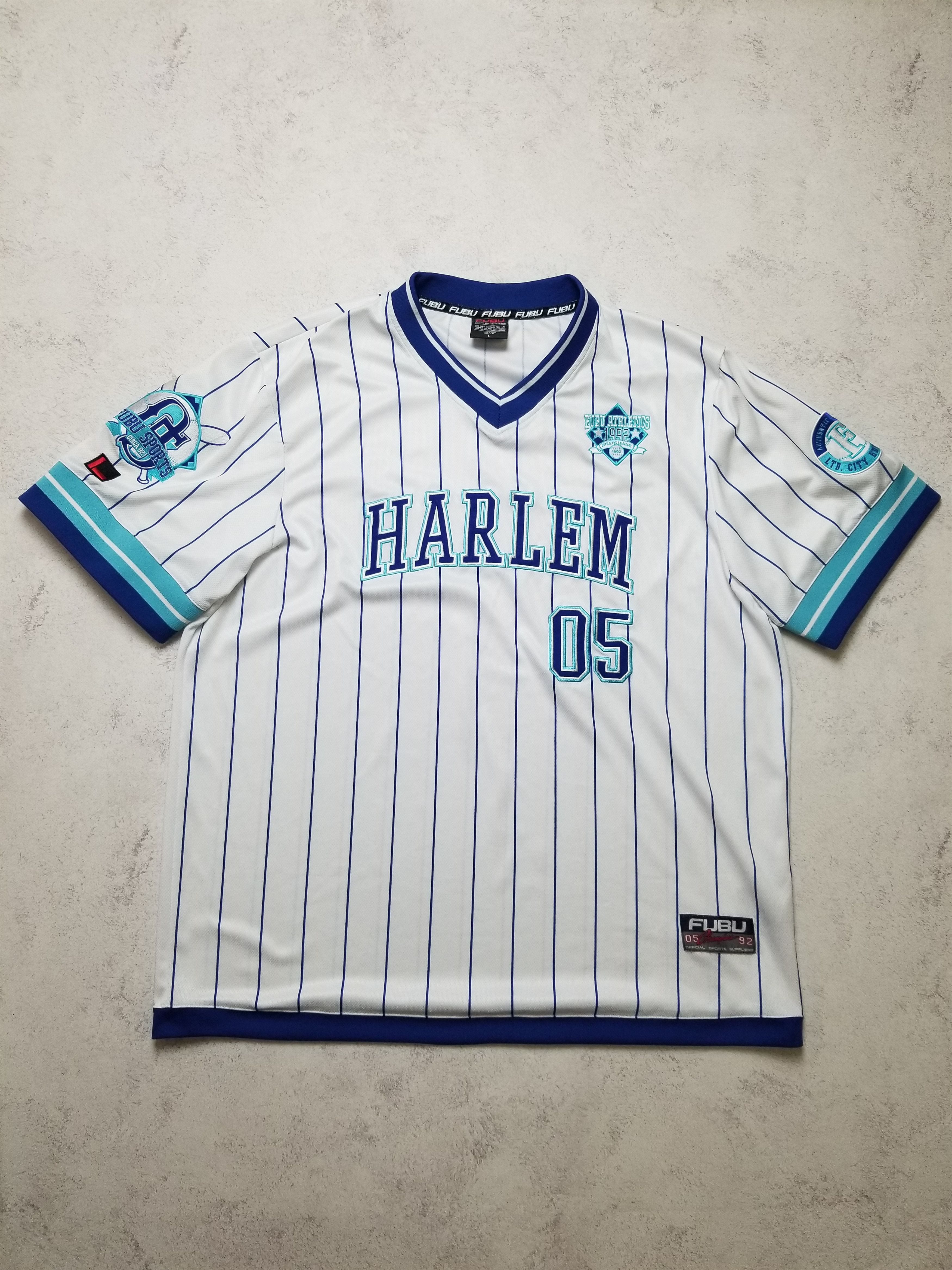 Fubu Vintage Fubu Harlem Y2K Rare White Pinstripe jersey Size US L / EU 52-54 / 3 - 3 Thumbnail