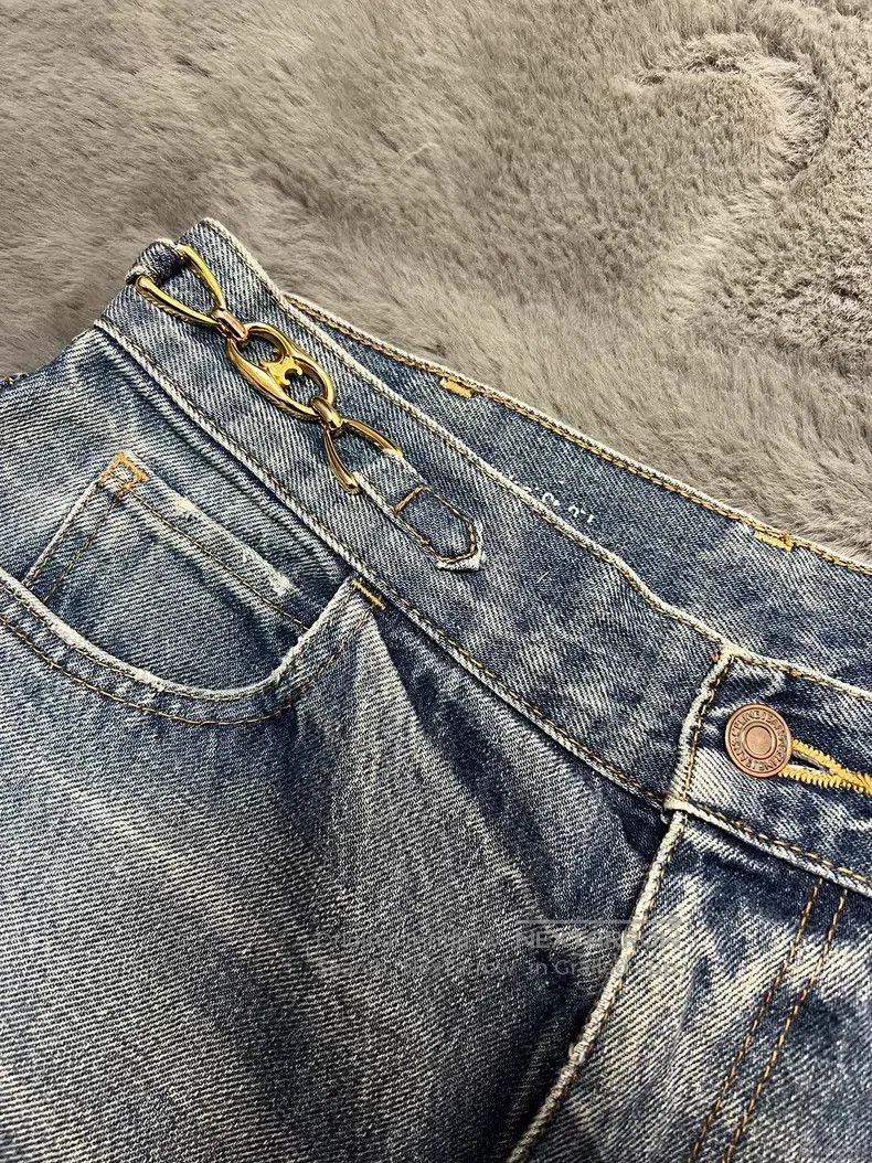 Other CELINE Washed Light Blue Faded Chain Straight Flare Jeans Size US 29 - 3 Thumbnail