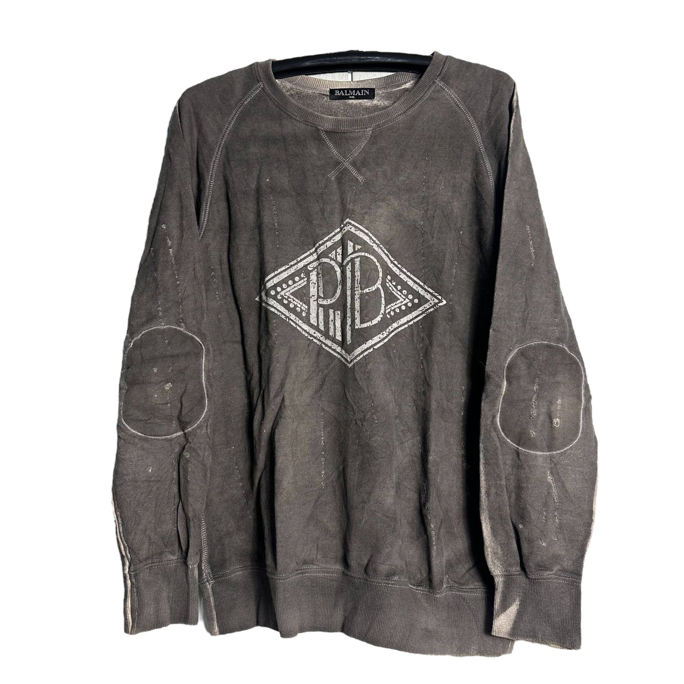 Pierre Balmain 🔥RARE🔥Vintage Pierre Balmain Distress Design Sweatshirt Size US L / EU 52-54 / 3 - 1 Thumbnail