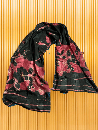Vintage Flower Design Silk Scarf / Muffler / Silk Shawl Size ONE SIZE - 1 Thumbnail