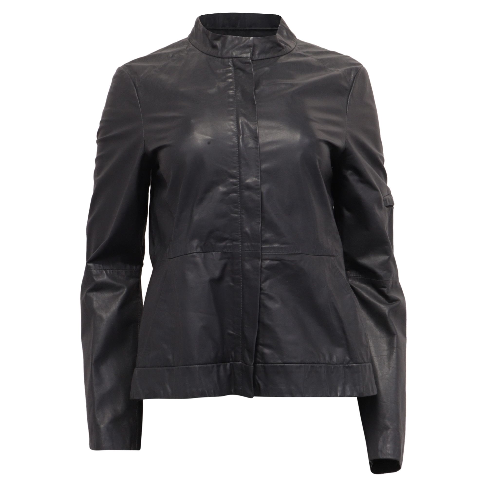 Theory Theory Hidden Zipped Biker Jacket in Grey Leather Size XXS / US 00 / IT 34 - 1 Thumbnail