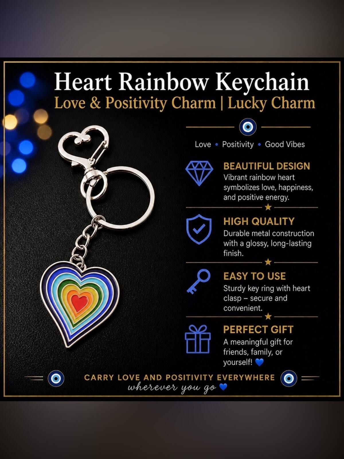 Genetic Manipulation Shinichiro Kuriya Heart Rainbow Keychain Love & Positivity Charm Size ONE SIZE - 1 Thumbnail
