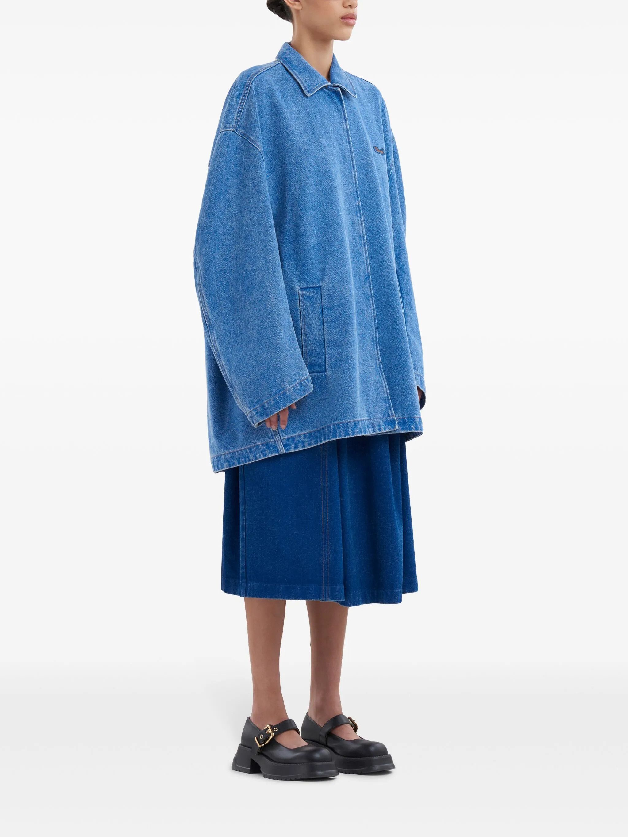 Marni o1s22i1n0525 Versized Organic Denim Jacket in Blue Size XS / US 0-2 / IT 36-38 - 3 Thumbnail