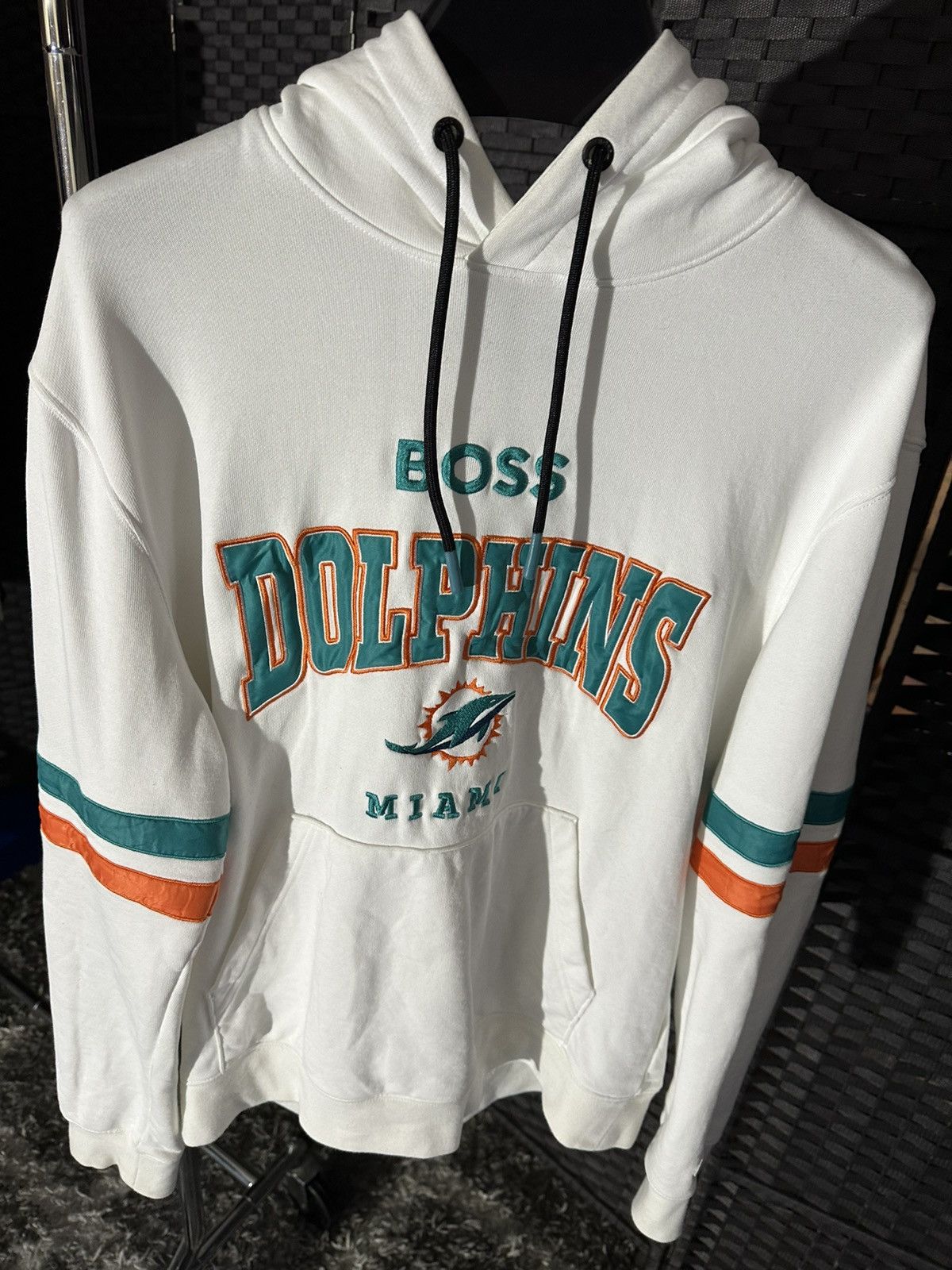 image of Hugo Boss X Nfl Miami Dolphins Hoodie Exclusive Large in White, Men's