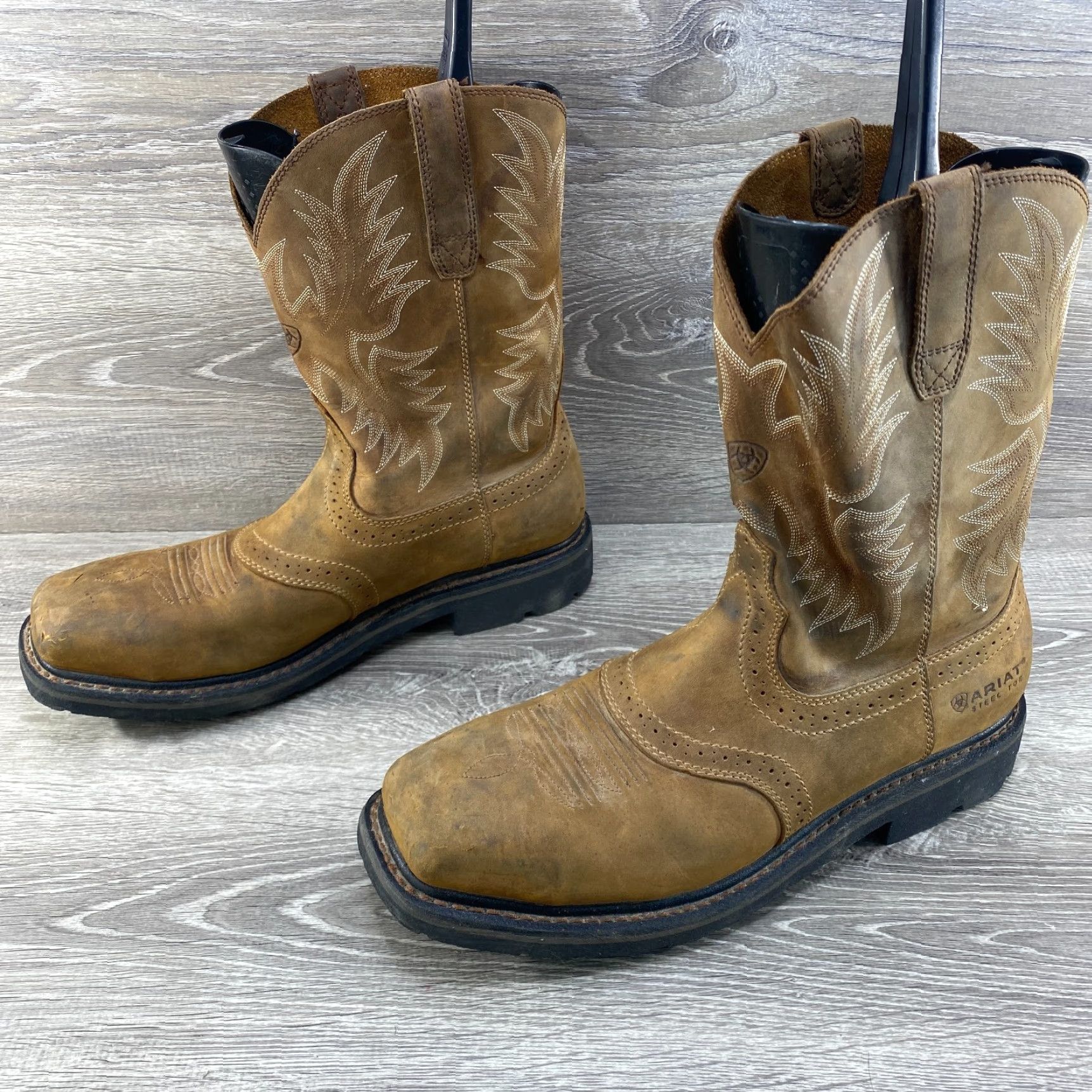 Ariat Ariat Sierra Men Boots Western Cowboy Steel Toe Brown Leather 11.5 D Square Toe Work Boot Size US 11 / EU 44 - 5 Thumbnail