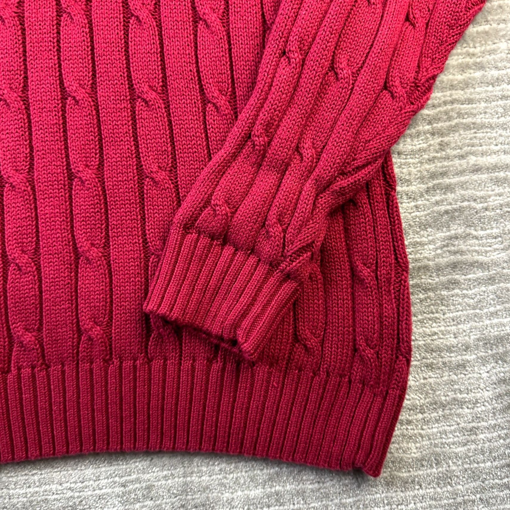Polo Ralph Lauren VINTAGE Izod Sweater Mens Medium Red Cable Knit Crewneck Size US M / EU 48-50 / 2 - 4 Thumbnail