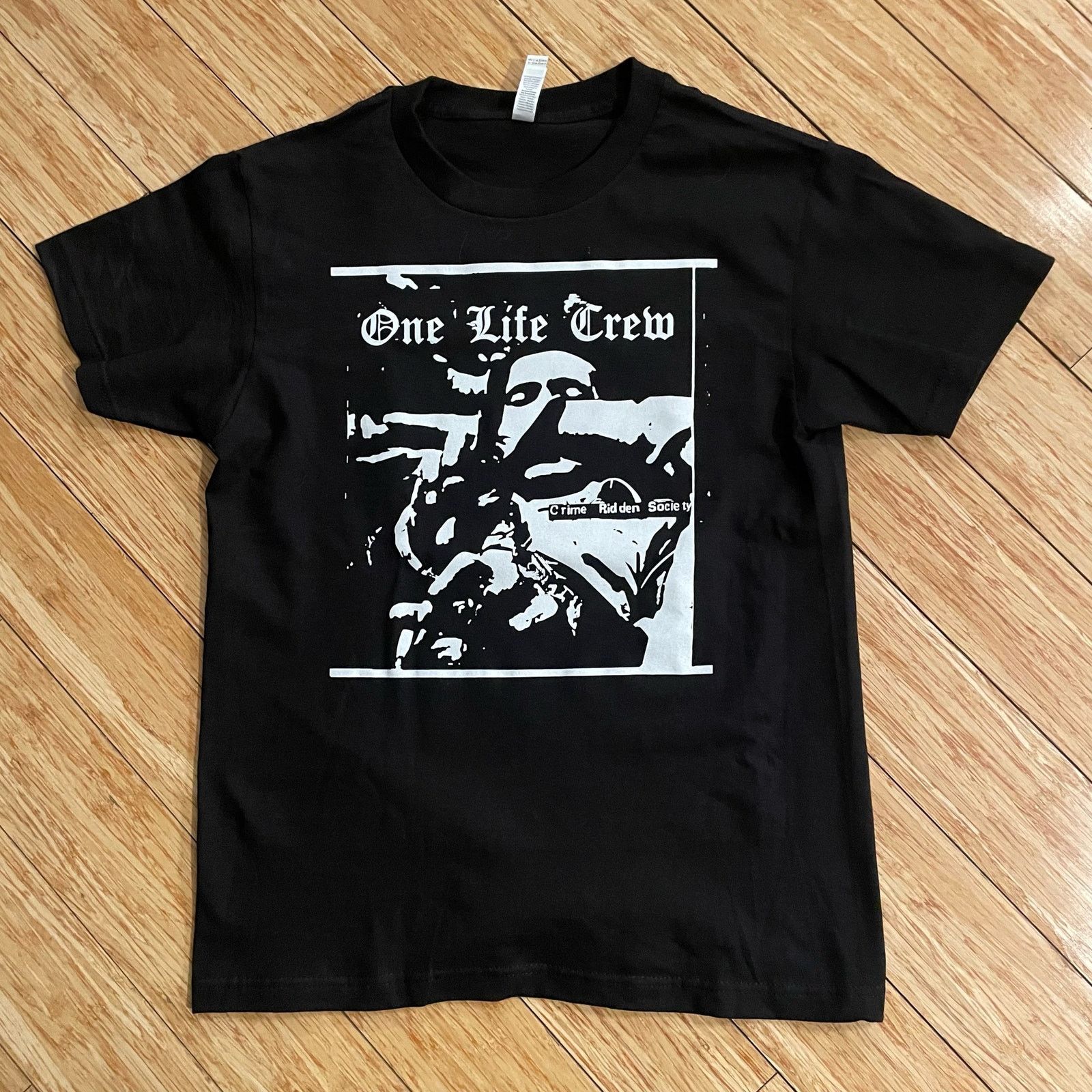 American Apparel One Life Crew Crime Ridden Society Shirt hardcore sxe merch Size US S / EU 44-46 / 1 - 1 Thumbnail