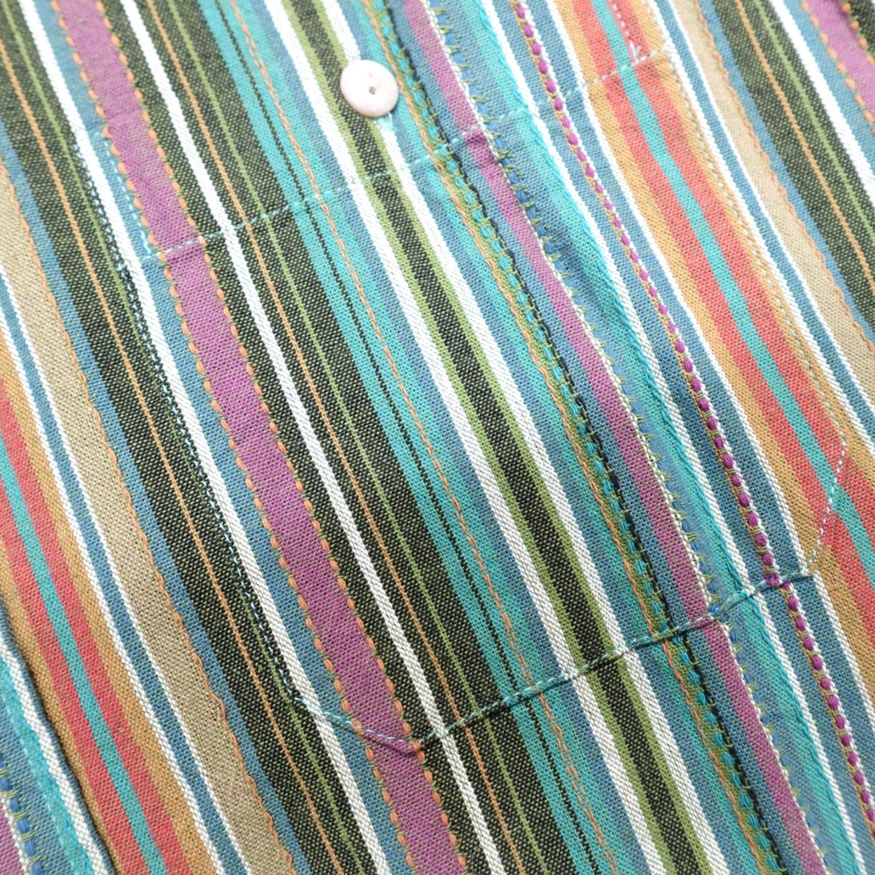 The Territory Ahead Territory Ahead Shirt LT Blue Green Striped 100% Cotton Jacquard Button-Up Outdoor Pockets Men LT Size US L / EU 52-54 / 3 - 5 Thumbnail