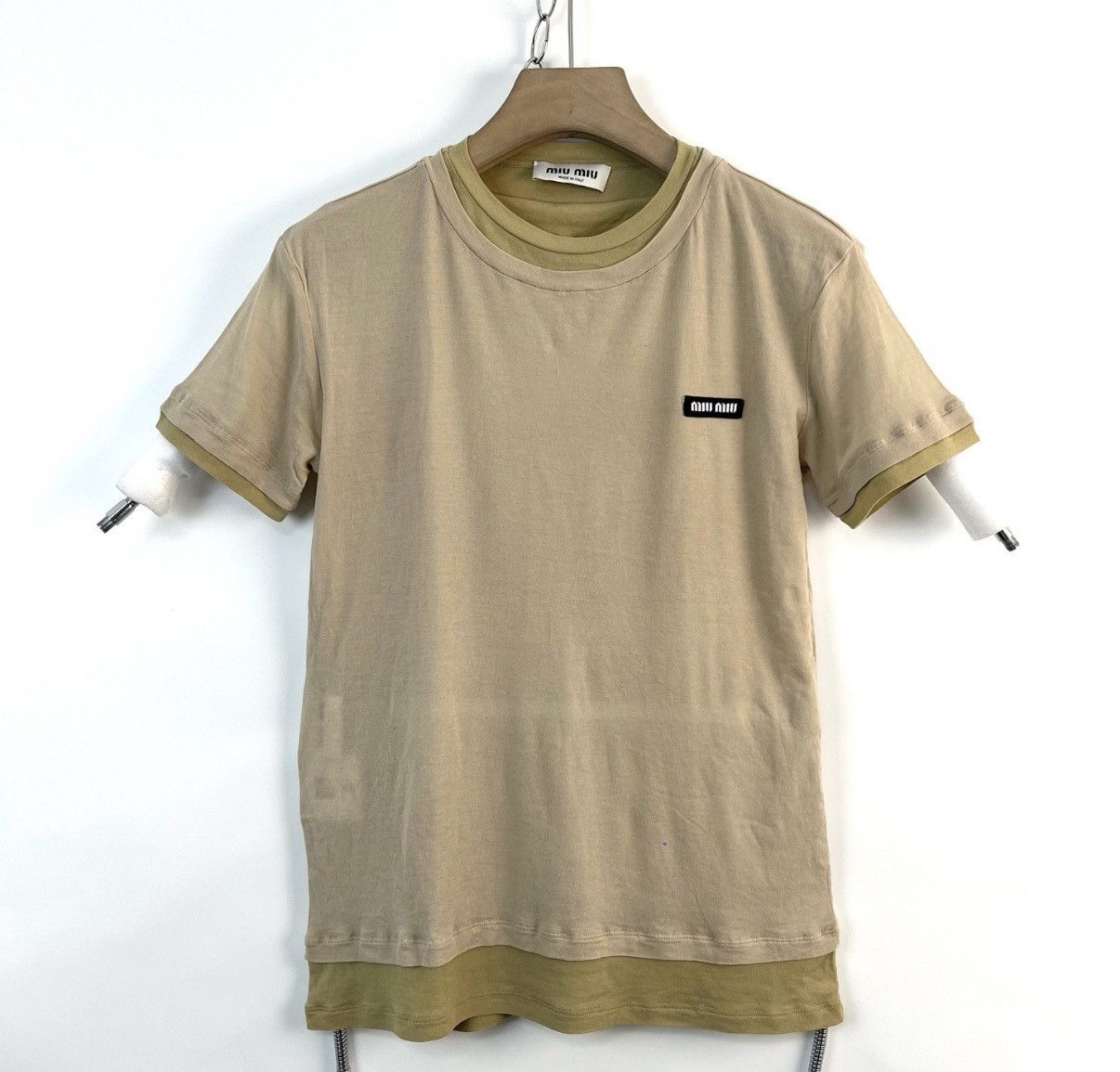Miu Miu Miu Miu Fake Two-Piece Layered Short Sleeve T-Shirt K12 Size US XS / EU 42 / 0 - 1 Thumbnail