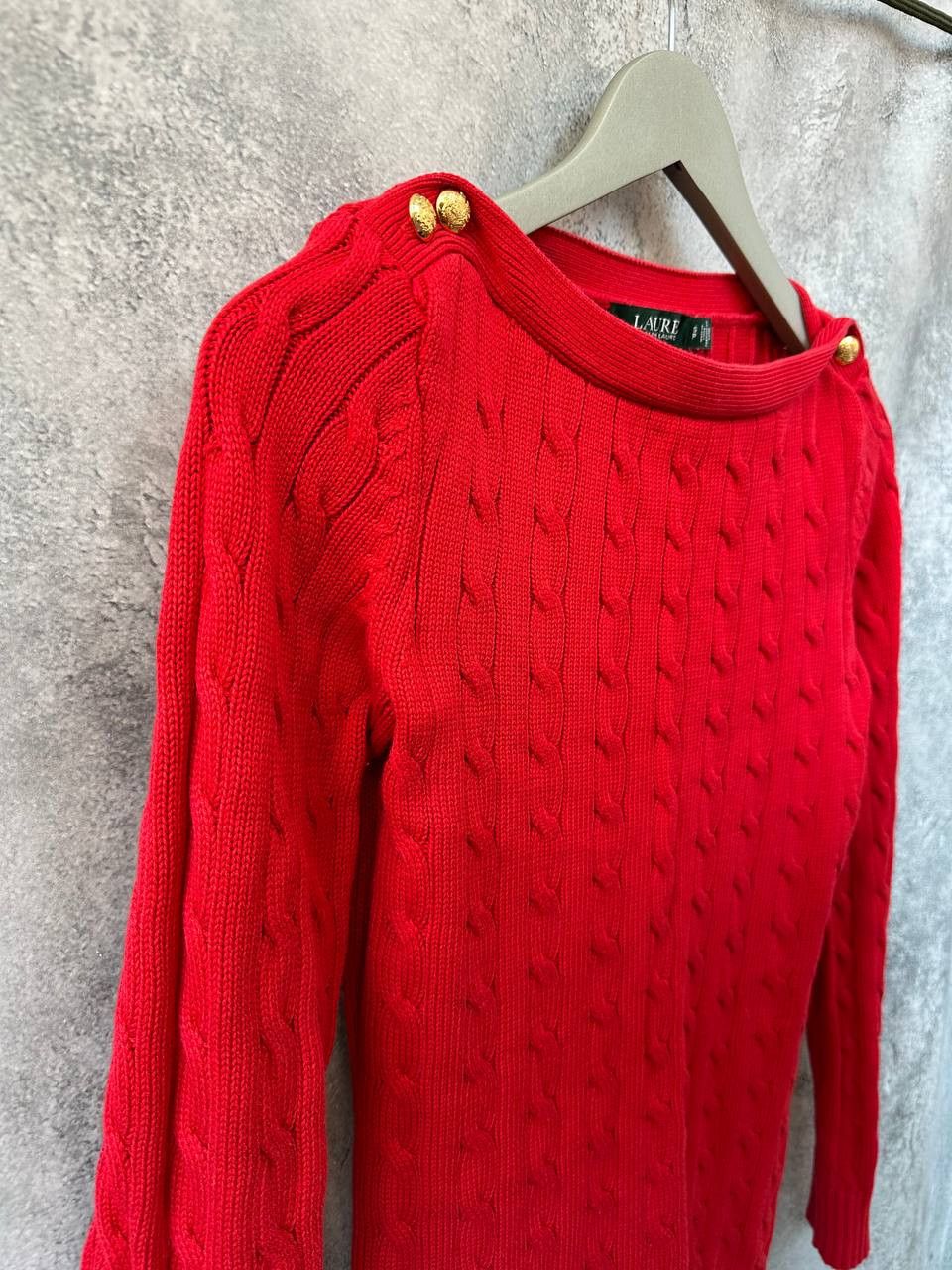 Lauren Ralph Lauren Lauren Ralph Lauren Cable Knit Sweater Red Jumper Boat Neck Size S / US 4 / IT 40 - 4 Thumbnail