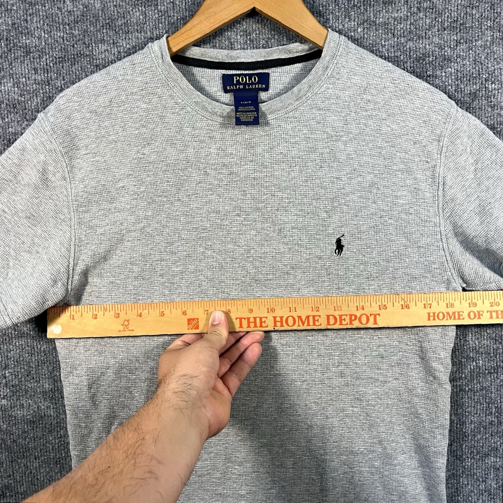 Polo Ralph Lauren Polo Ralph Lauren Shirt Mens L Gray Waffle Knit Crewneck Cotton Logo Pony Size US L / EU 52-54 / 3 - 4 Thumbnail
