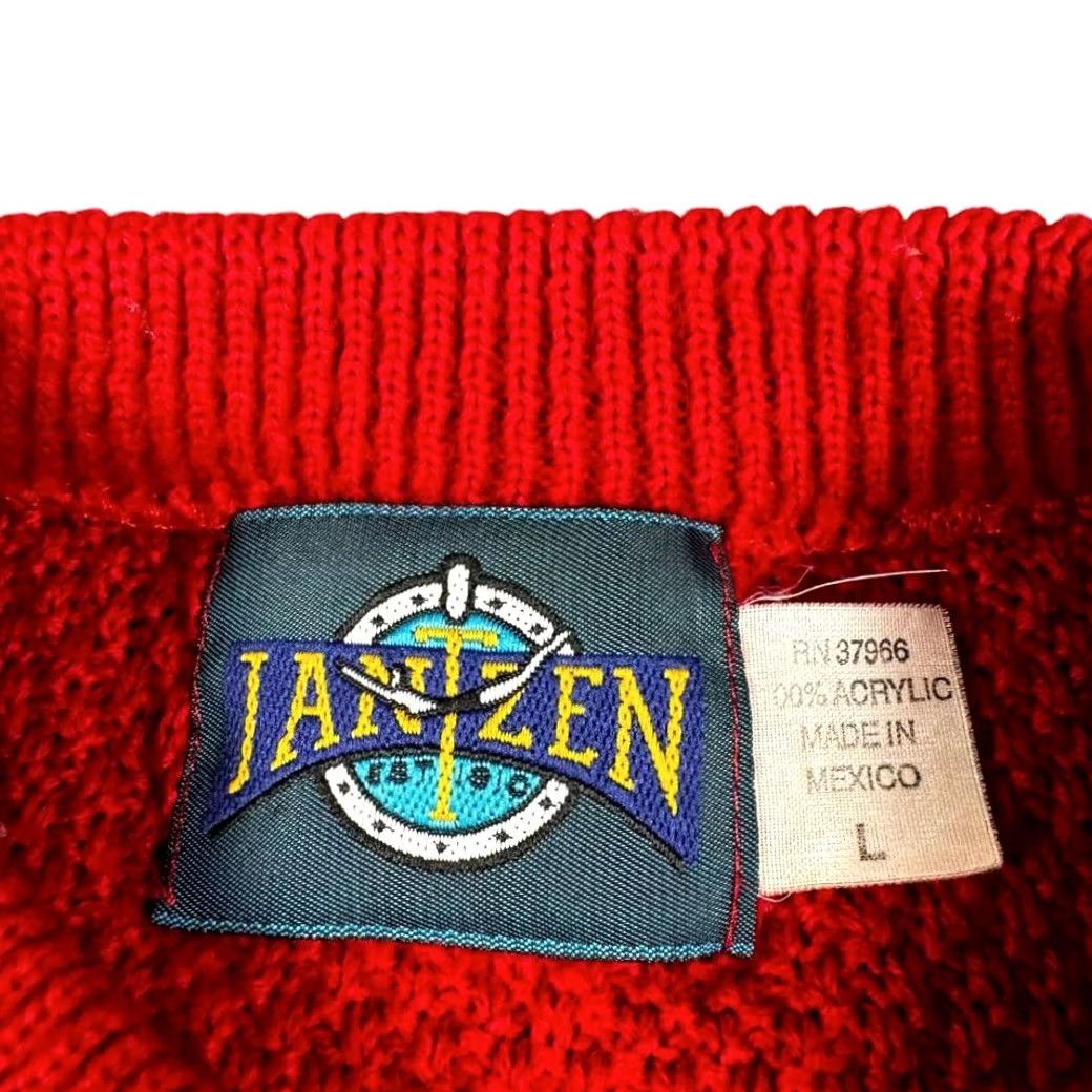 Jantzen VINTAGE Jantzen Golf Sweater Pullover Mens Large Knit 90s 80s Red Crew Neck Size US L / EU 52-54 / 3 - 4 Thumbnail