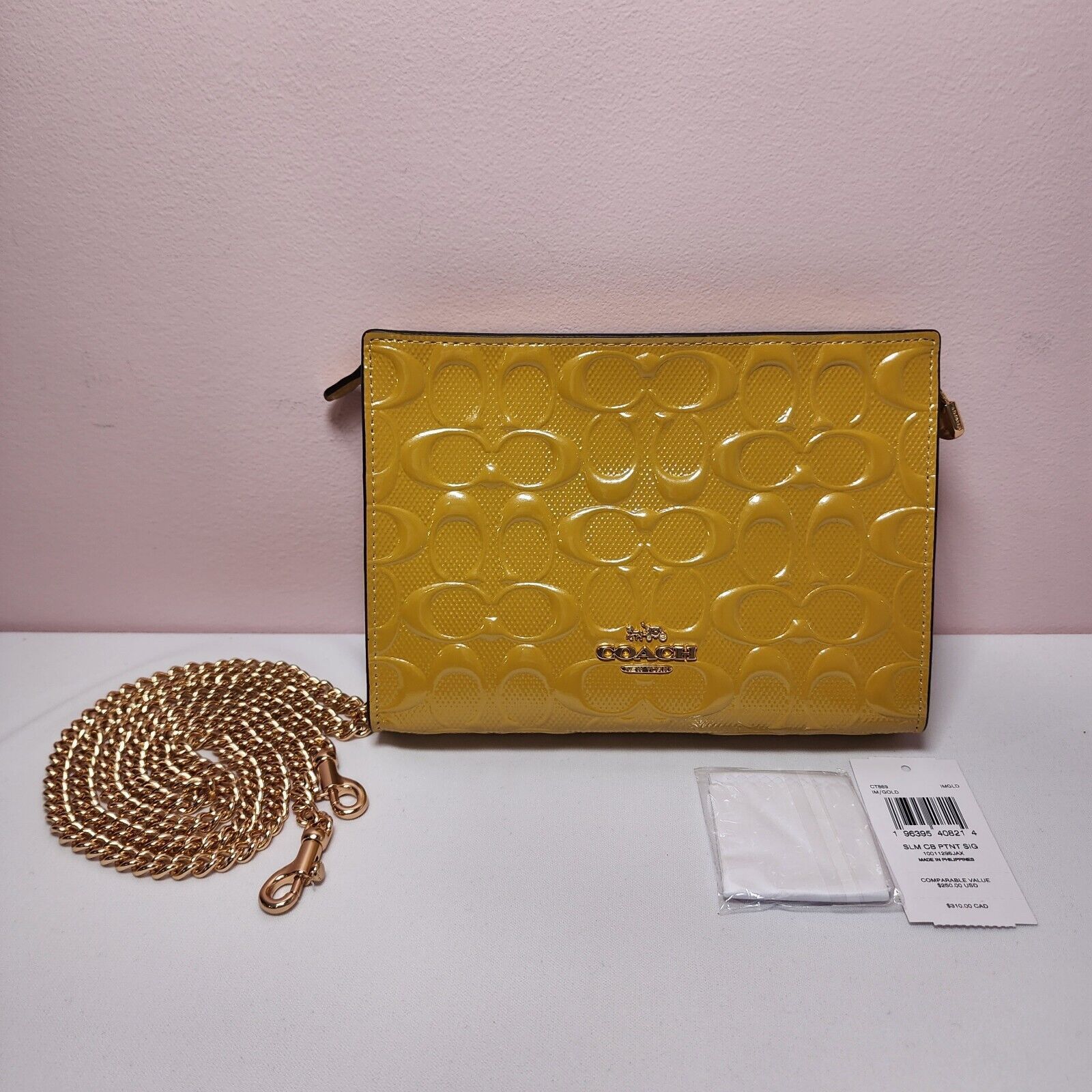 Coach COACH CT869 Slim Crossbody Signature Patent Leather Yellow Size ONE SIZE - 1 Thumbnail