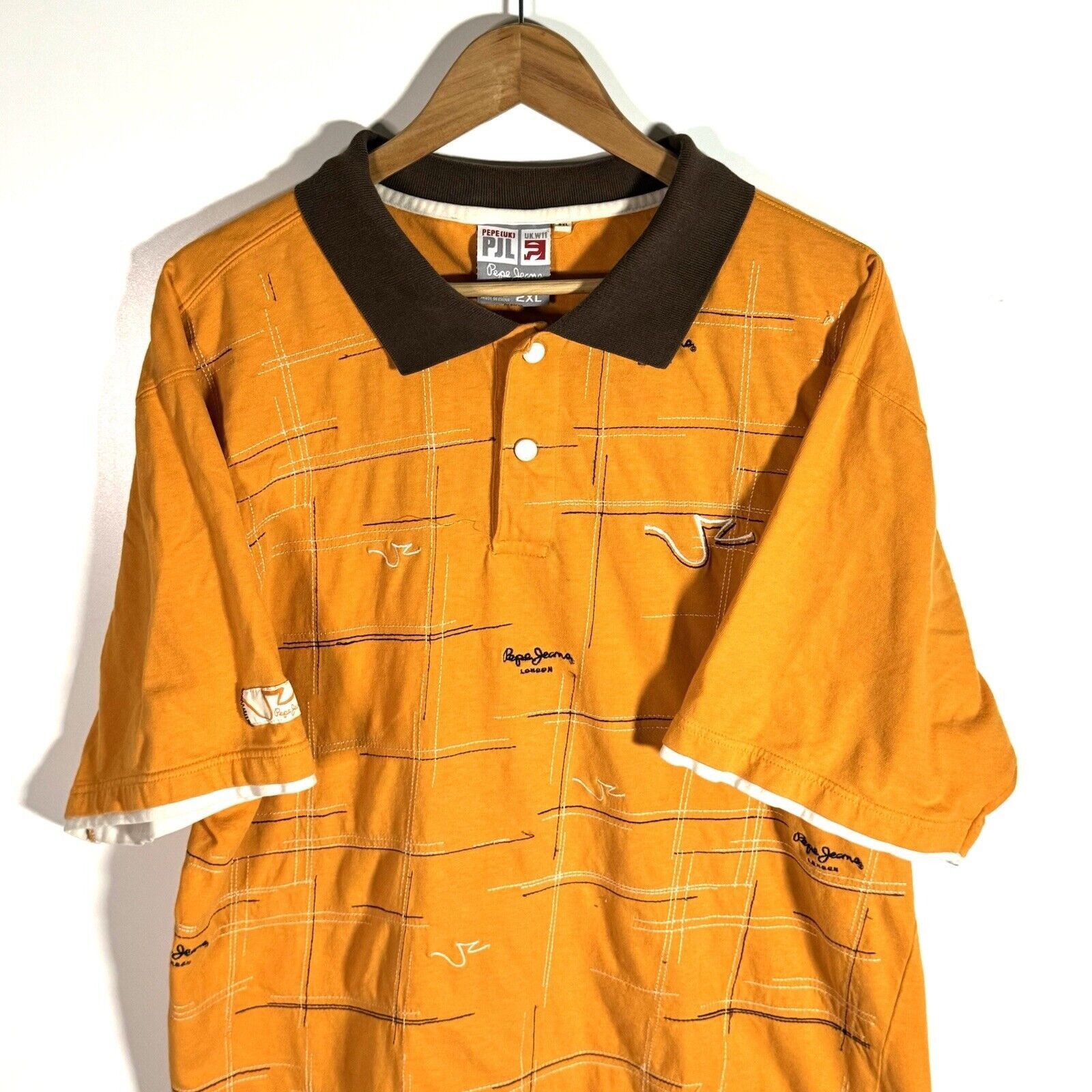 Pepe Jeans × Vintage VTG 2000’s Pepe Jeans London Polo Shirt Yellow Size 2XL Y2K Size US XXL / EU 58 / 5 - 2 Thumbnail