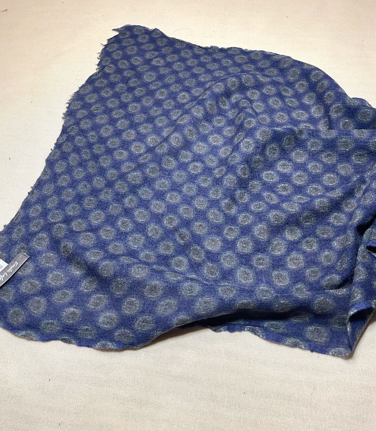 Vintage Emile Lafaurie blue wool scarf Size ONE SIZE - 6 Thumbnail