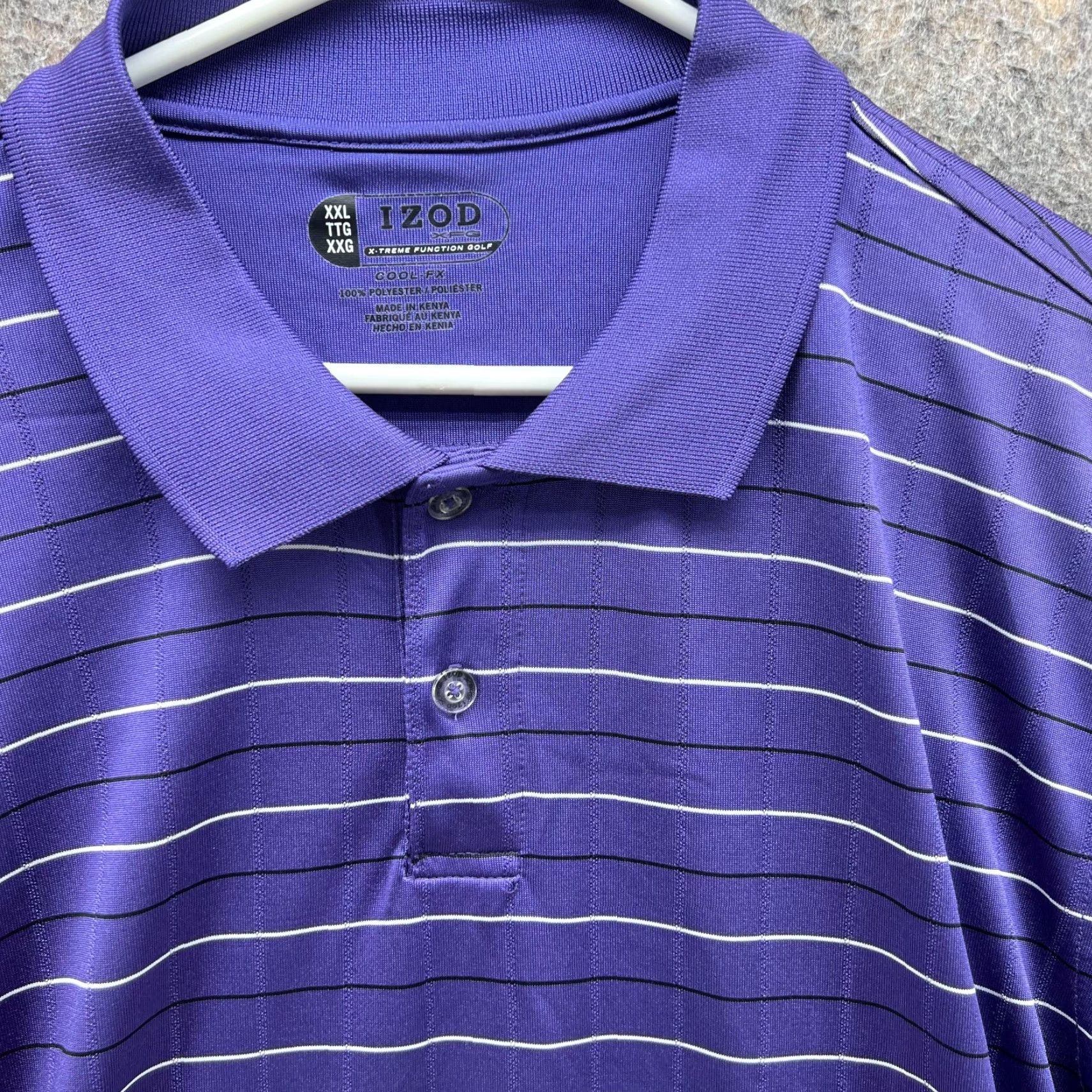 Izod Izod Polo Shirt Men XXL Adult Purple Striped Short Sleeve Button Collared 50 Chest Polo Shirt Mens Size US XXL / EU 58 / 5 - 4 Thumbnail