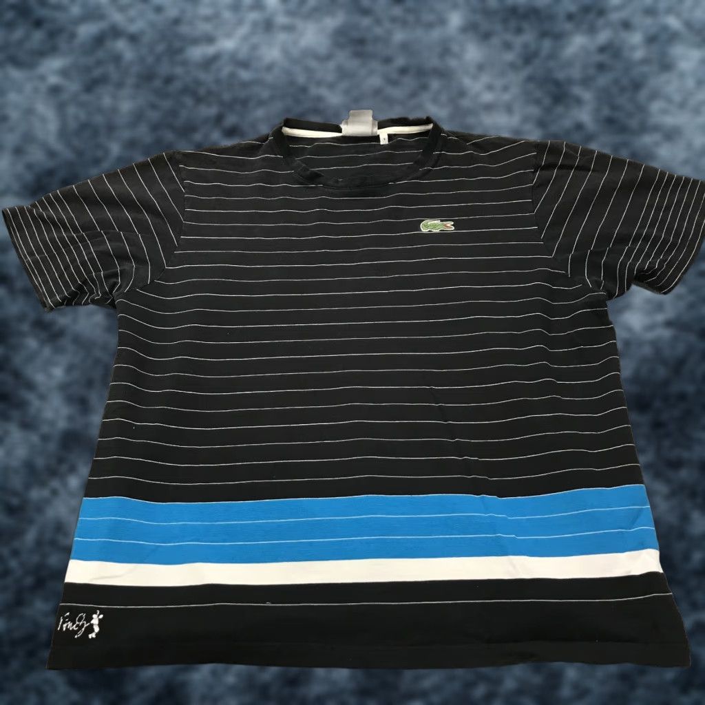 Lacoste Lacoste Shirt Mens 2XL Black Striped Cotton RARE Andy Roddick Tee Sports Vintage Crew Neck Short Sleeve Logo Tee Mens 2XL Size US XXL / EU 58 / 5 - 1 Thumbnail