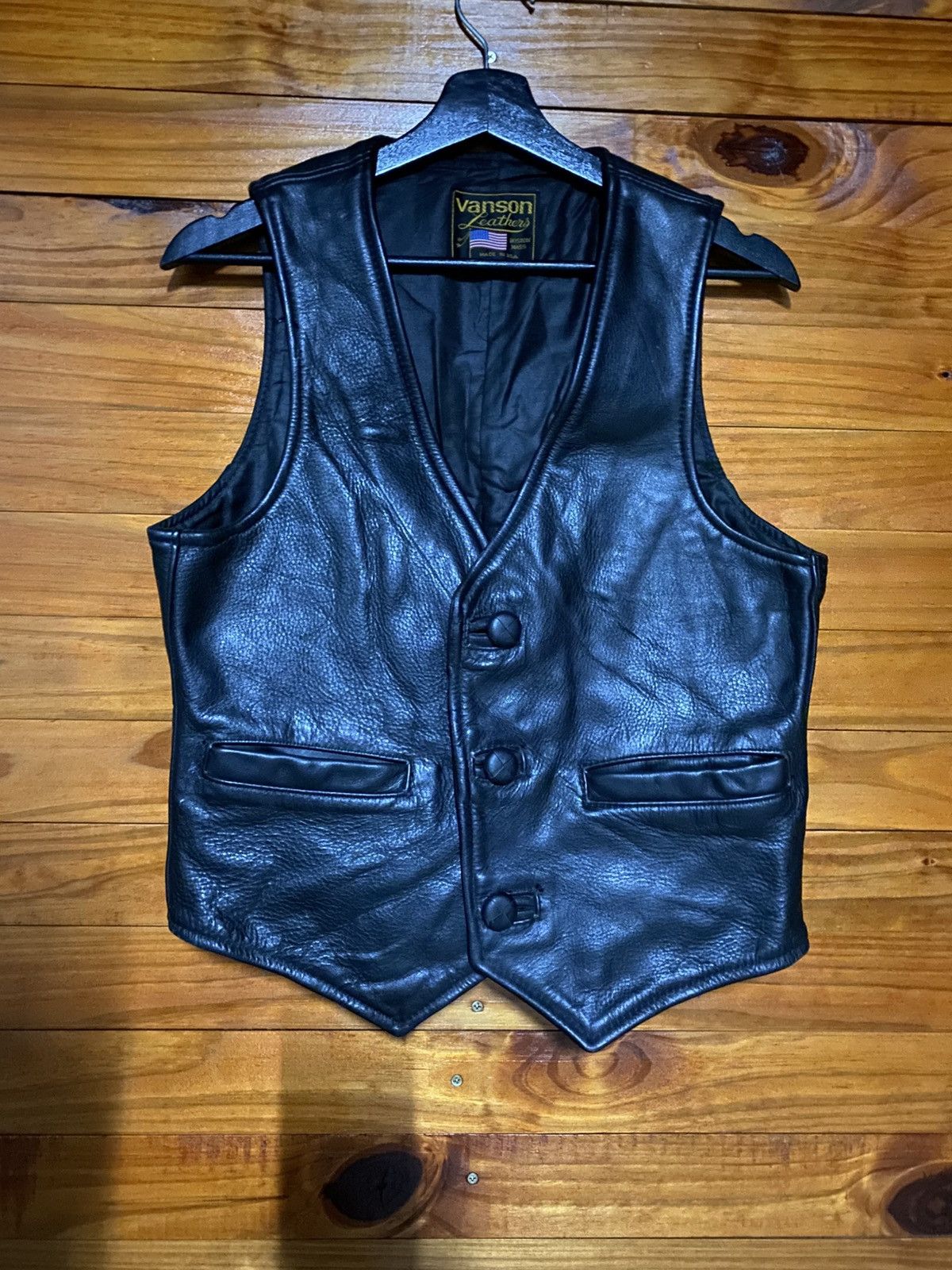 Vanson Leathers Vanson Leathers Black Leather Vest – Made in USA - Classic Size US S / EU 44-46 / 1 - 3 Thumbnail
