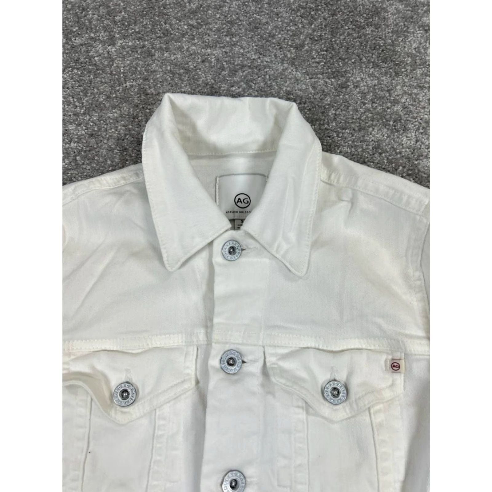 Denime AG Adriano Goldschmied Jacket Womens Small White Cotton Denim Bomber Jacket Shirt? Size S / US 4 / IT 40 - 2 Thumbnail