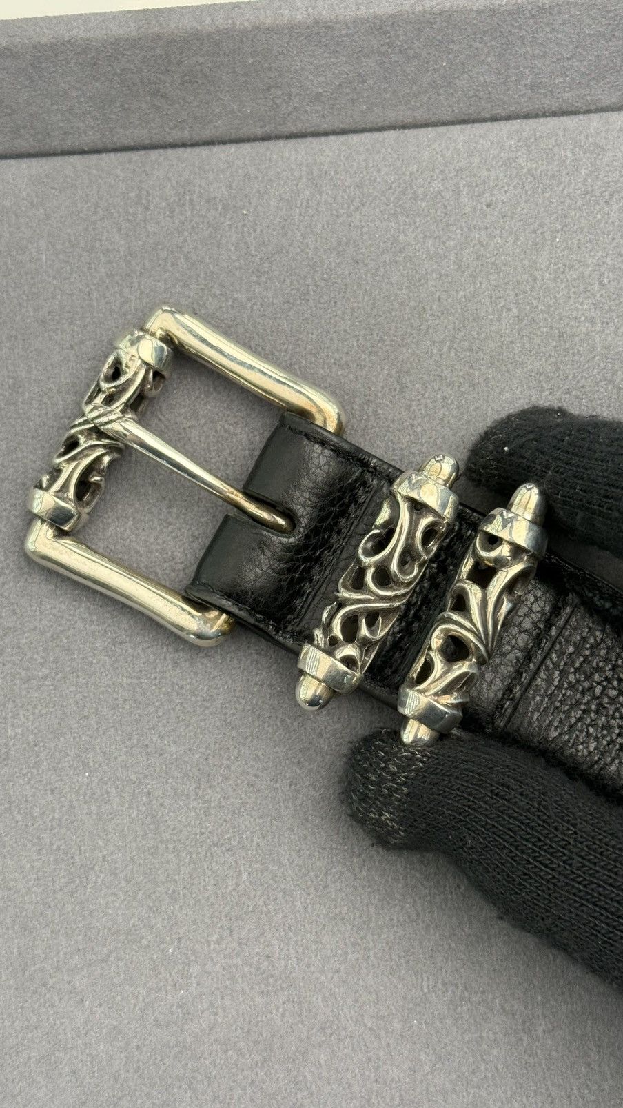 Chrome Hearts Chrome Hearts Black Leather Roller Belt RARE Size 36 Size 36 - 12 Thumbnail